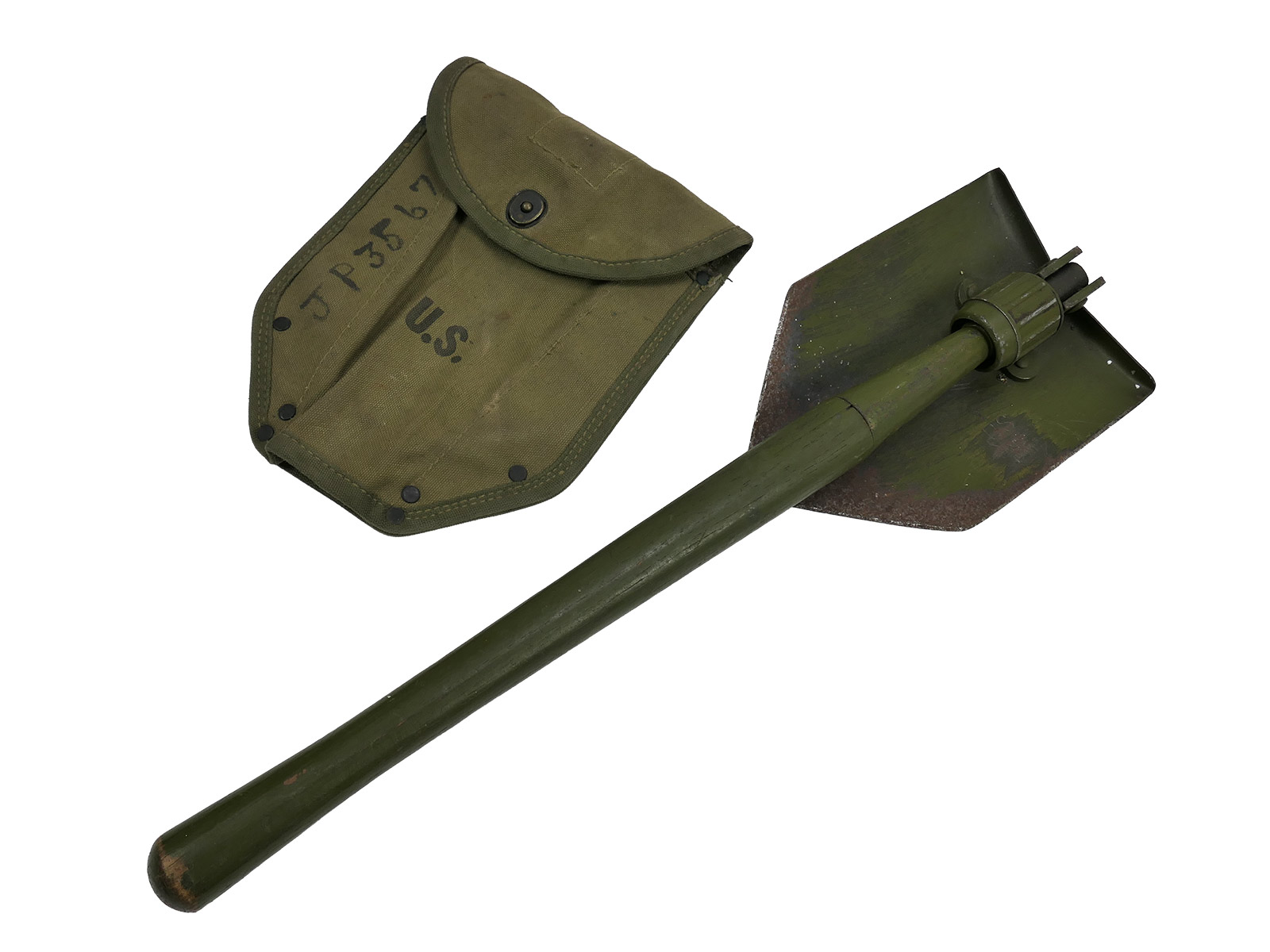 ORIGINAL US ARMY WW2 Klappspaten mit Tasche Entrenching Tool Collection BATTLE WORN