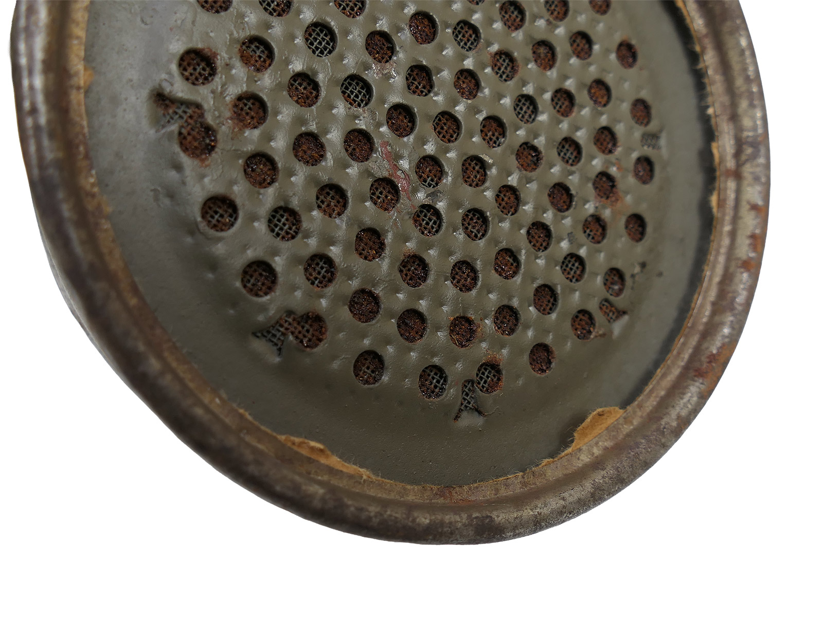 WK1 Original Leder Gasmaske M17 + Filter in Original Bereitschaftsbüchse COLLECTION BATTLE WORN