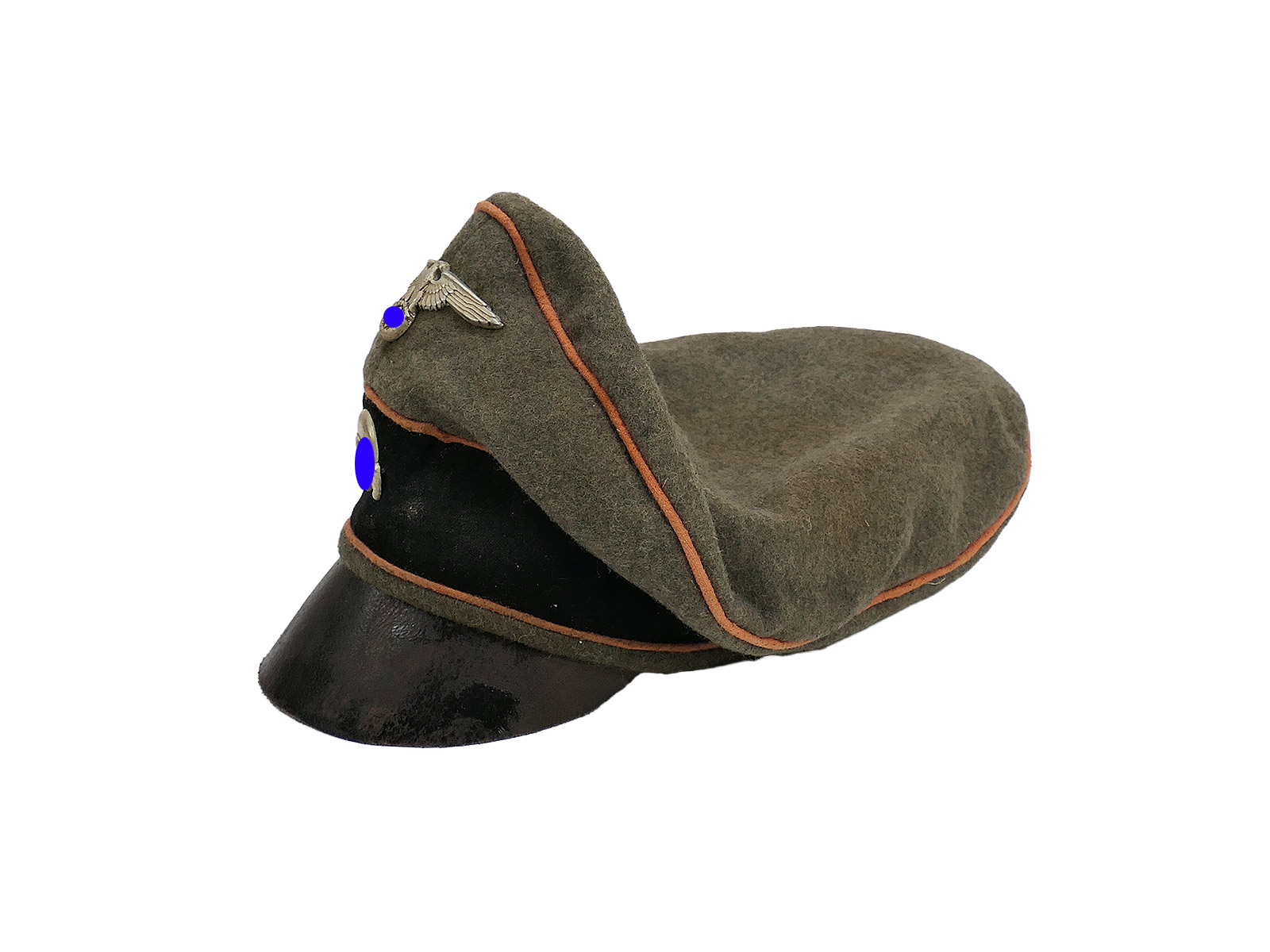 Waffen SS Schirmmütze Panzer Panzerjäger Crusher Cap Alte Art Gr.57/58 mit Metall Effekten Tornister Knautschmütze 