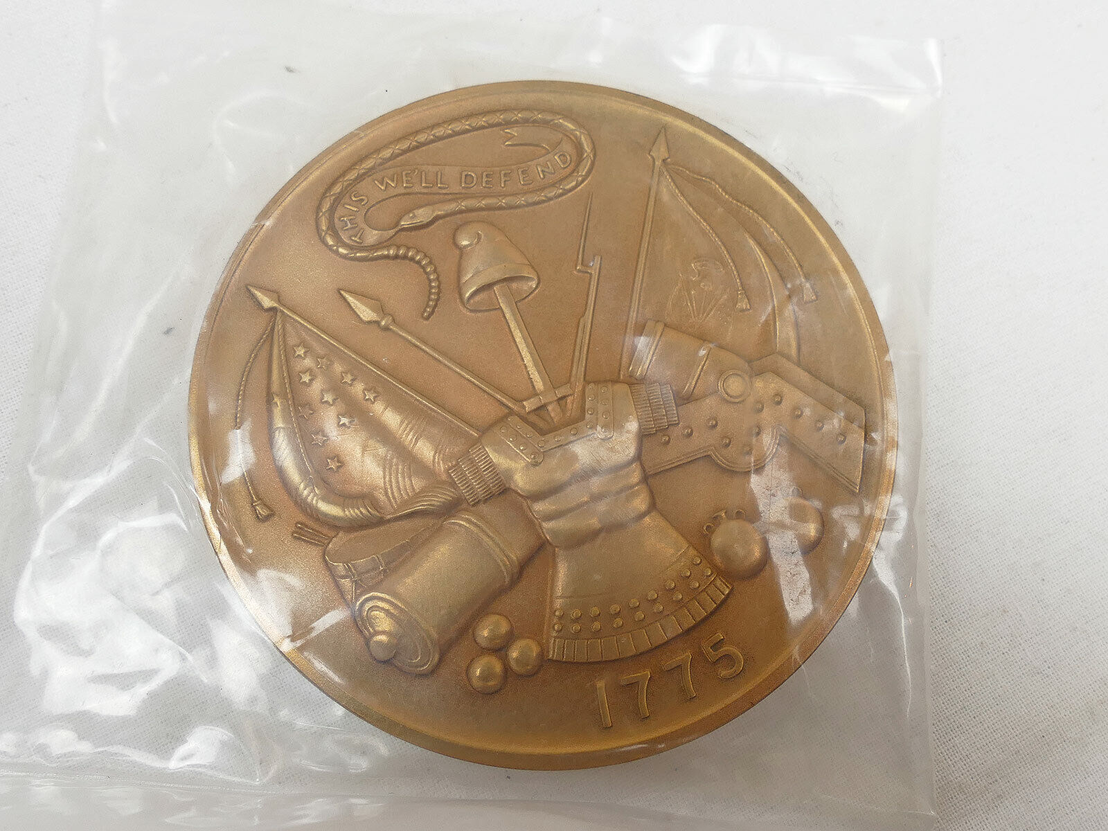VINTAGE United States Army Bicentennial Bronze Medal Large 3" Medaille