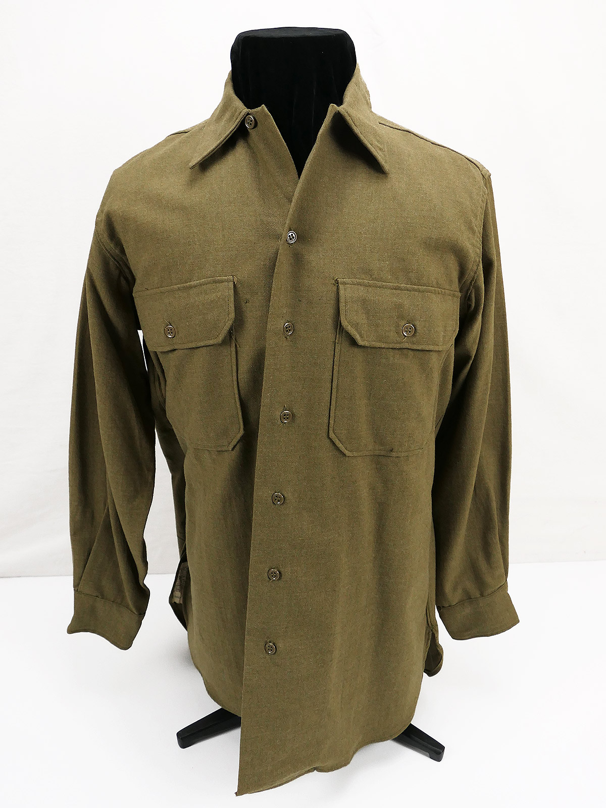 Original US Army WW2 Feldhemd M37 Wool Shirt 15 1/2 x 33 - 1944 datiert Top Zustand !