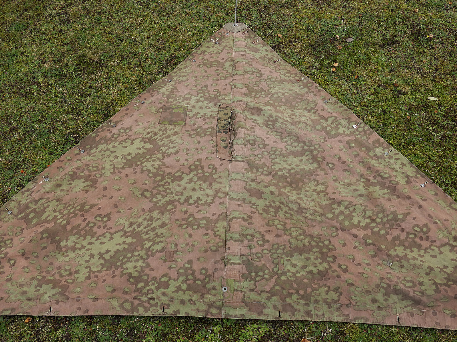 #A/ Waffen SS Original Zeltplane Eichenlaub Zeltbahn Tarnzeltbahn BATTLE WORN