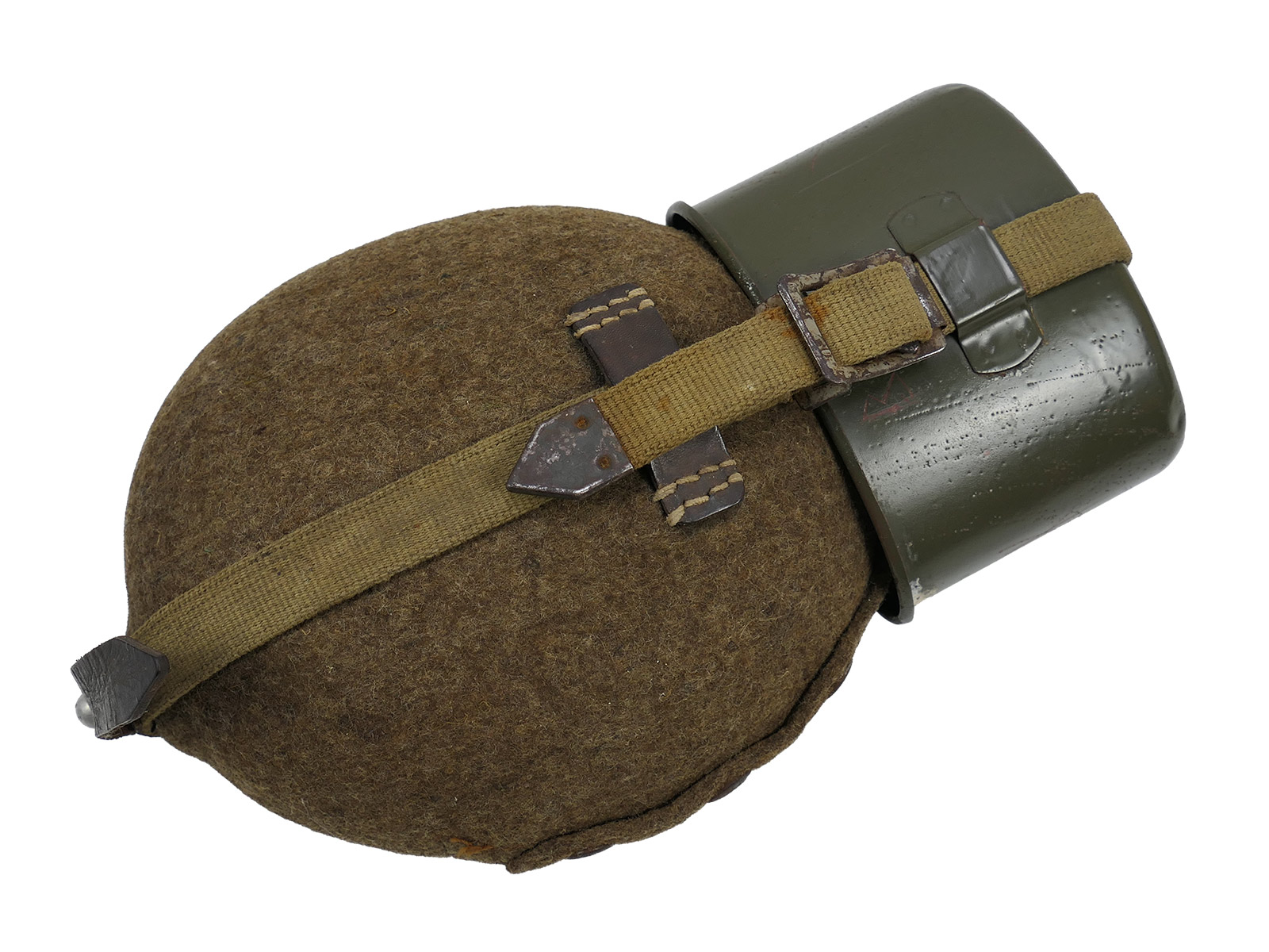 Wehrmacht Feldflasche MN42 mit Stahl Becher Wasserflasche TOP COLLECTION BATTLE WORN