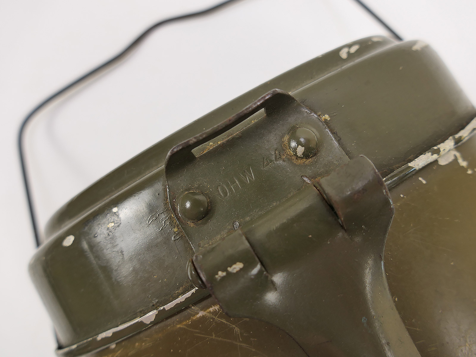 Kochgeschirr Wehrmacht Hersteller OHW 44 mit Lederriemen COLLECTION BATTLE WORN