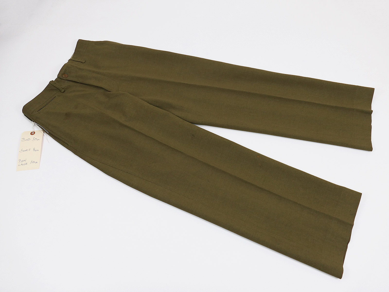 P1590367 Original US WW2 M1937 Feldhose M37 Mustard Field Trousers Wool W29xI31 mit Maßen