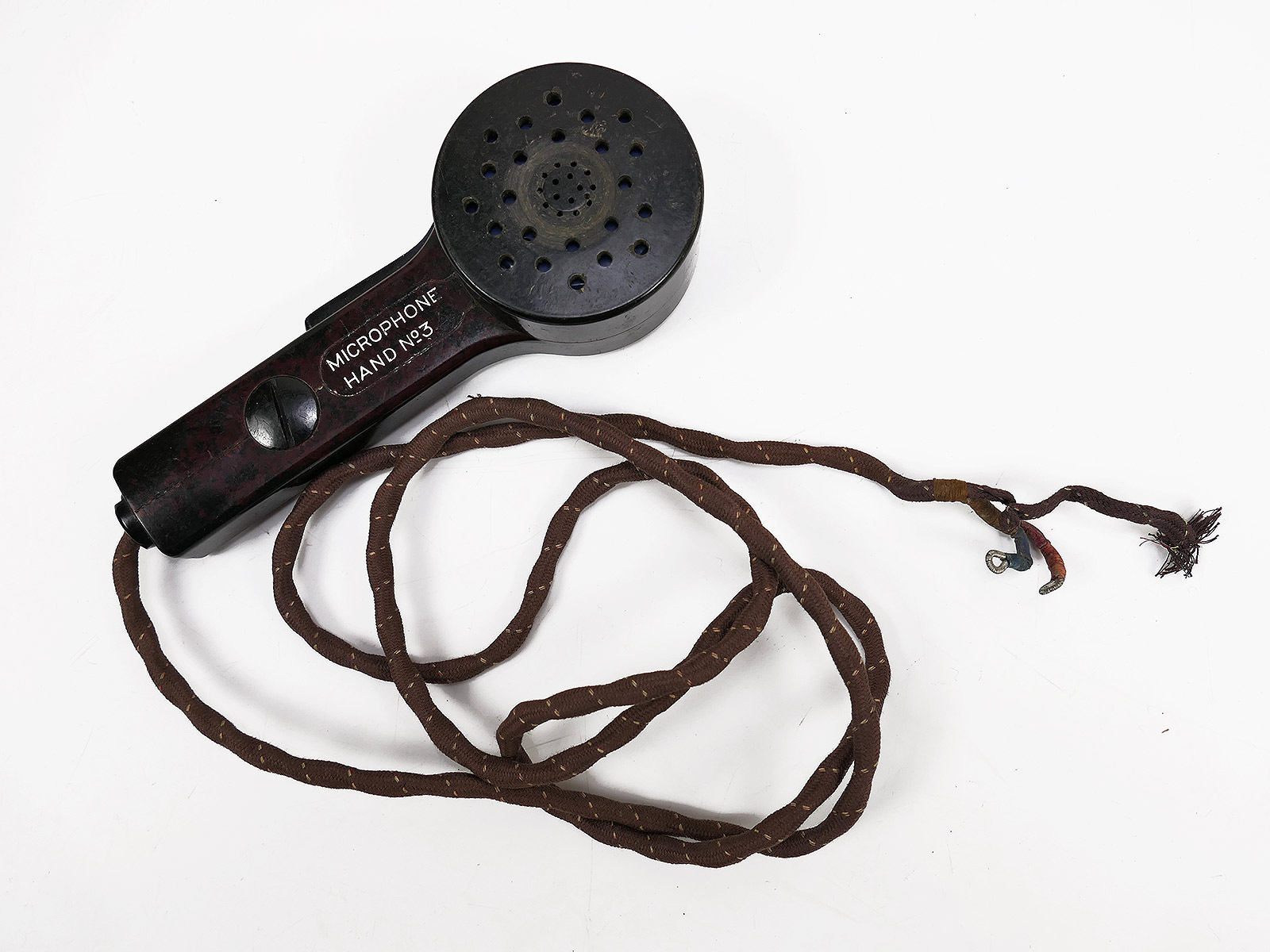 British ARMY WW2 Microphone Hand No.3 für Funkgerät Wireless Set No. 18 (WS18) Handapparat Collection BATTLE WORN