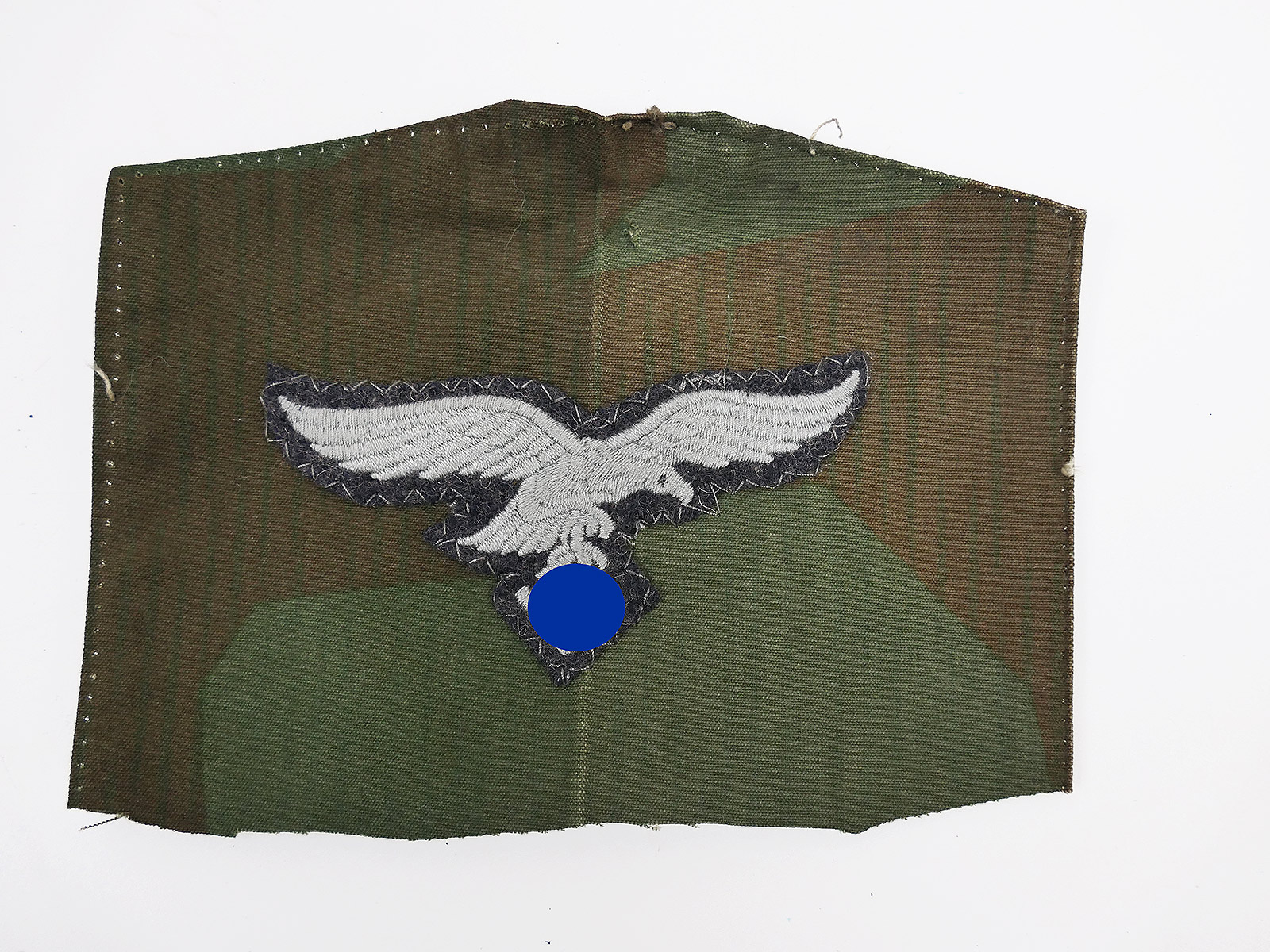 Brustadler blaugrau LW Luftwaffe Mannschaften gestickt auf Original Tarnstoff Knochensack