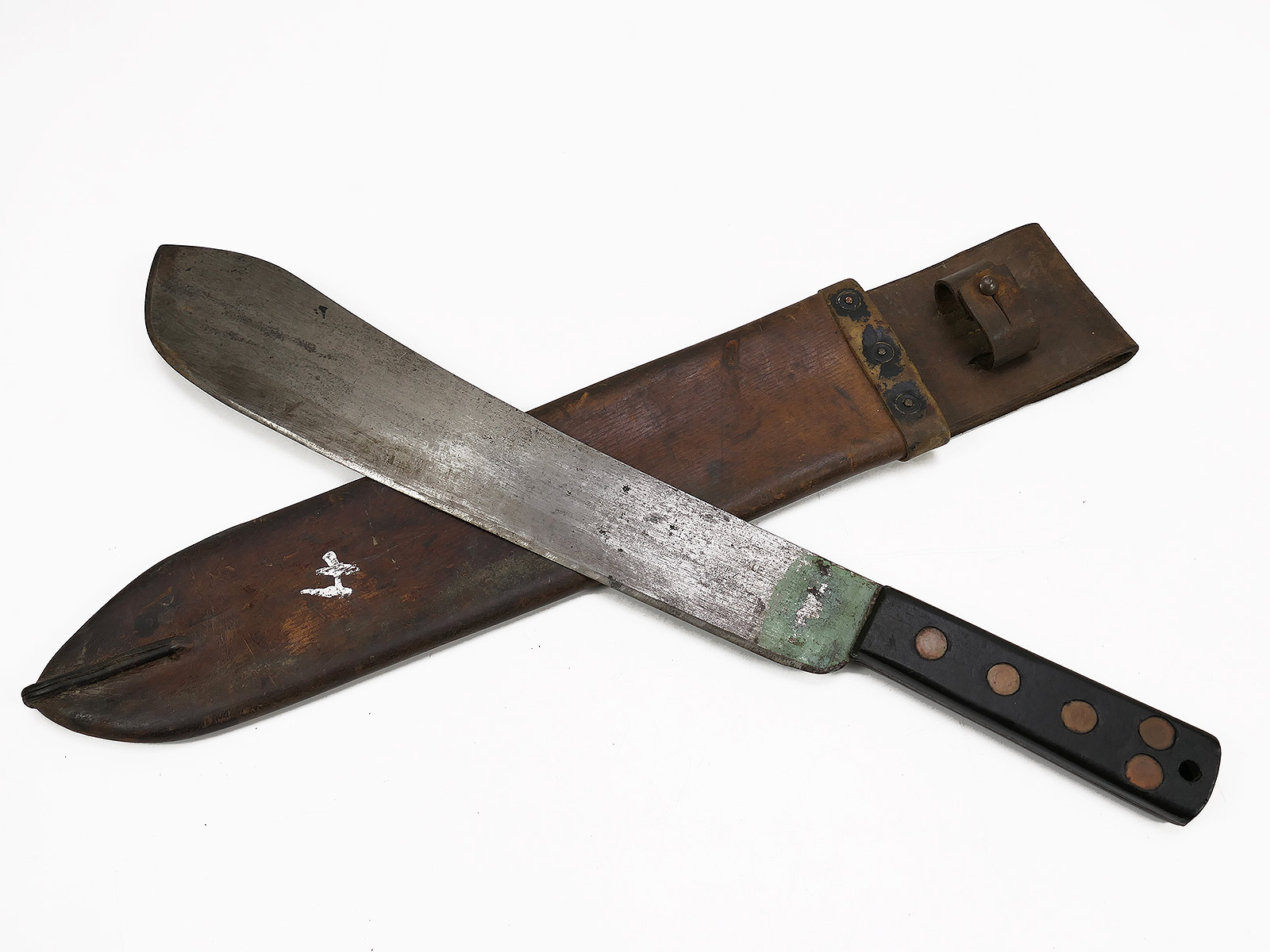 British Army GB WW2 Machete mit Leder Scheide BATTLE WORN COLLECTION