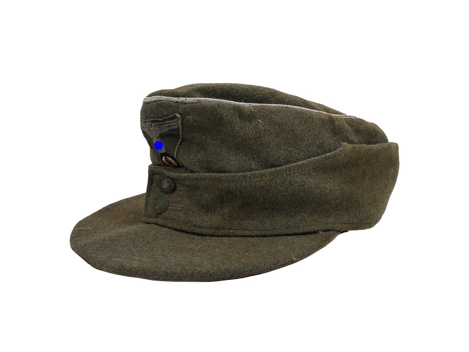 Antike Waffen SS M43 Offiziers Feldmütze Wolltuch / Trapez Effekten Gr.58 