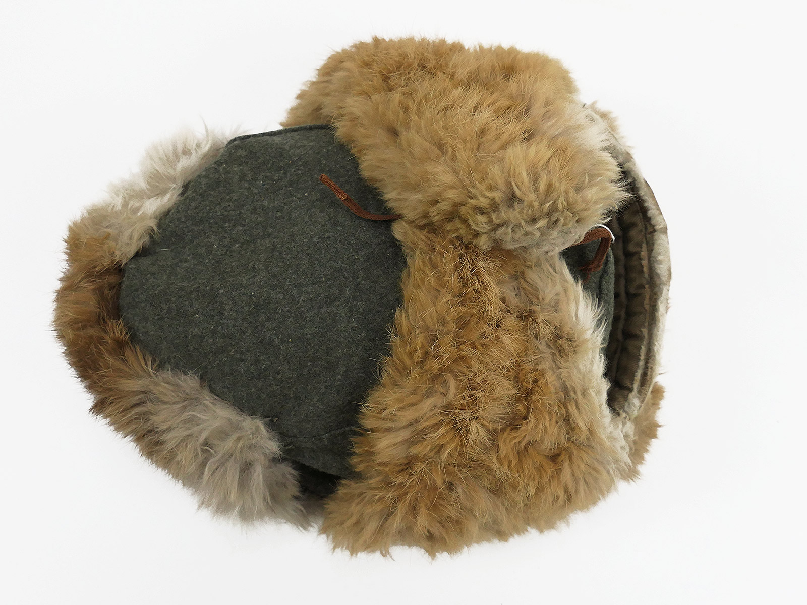 Einzelstück Wehrmacht Wintermütze Fellmütze Kaninchenfell Hasenfell Feldmütze Gr.56