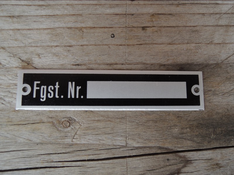 3160-2 Fahrgestellnummer Fahrzeugschild