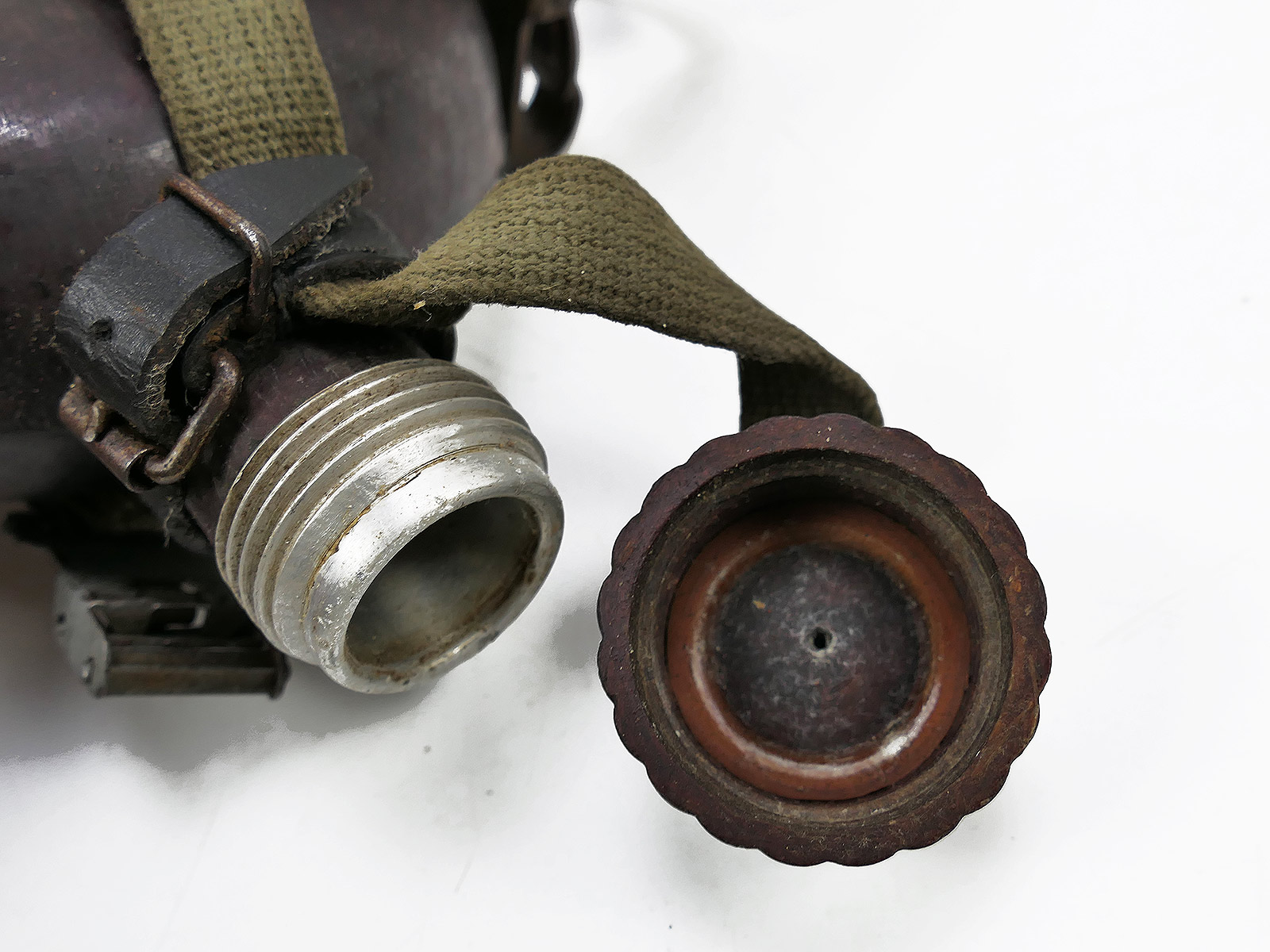 Wehrmacht DAK Afrikakorps Feldflasche Kokosnuss Tropen RITTER ALFURIT mit Becher COLLECTION BATTLE WORN
