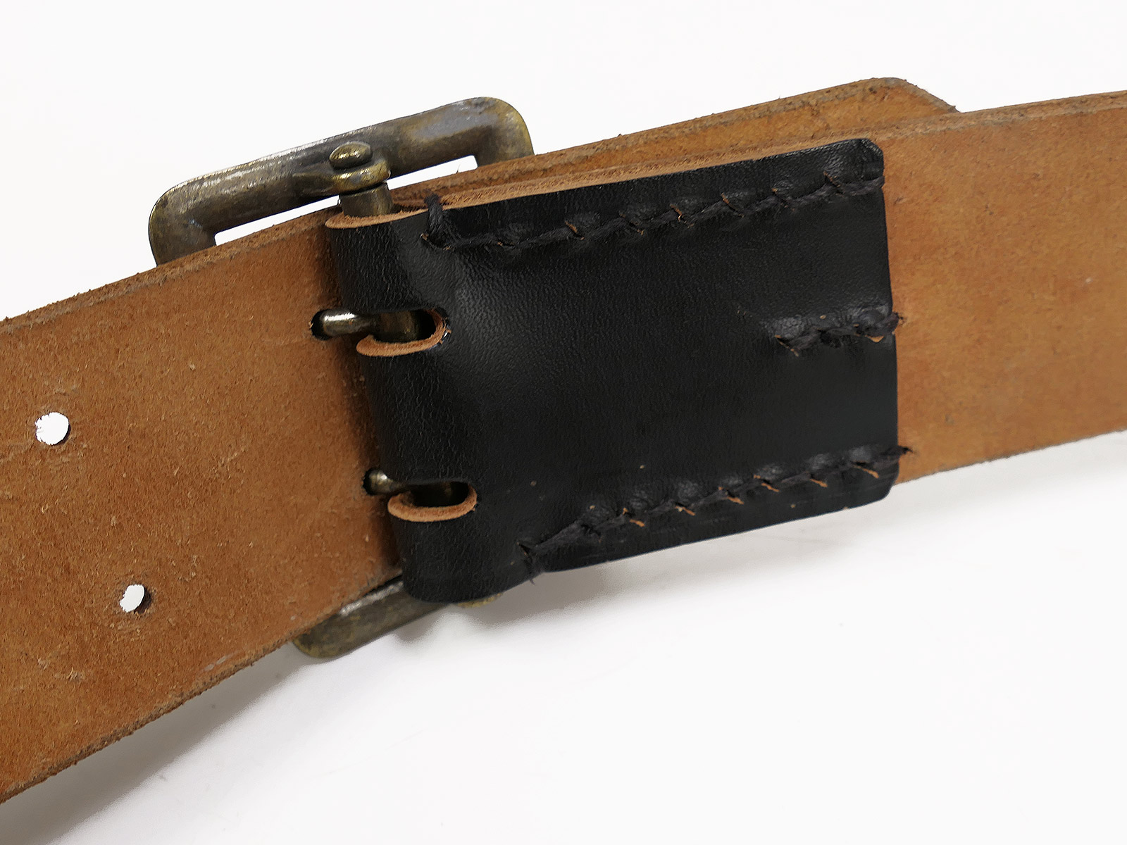 Einzelstück - Wehrmacht Koppelriemen schwarz Leder Koppel Zweidornkoppel Offizier 115cm