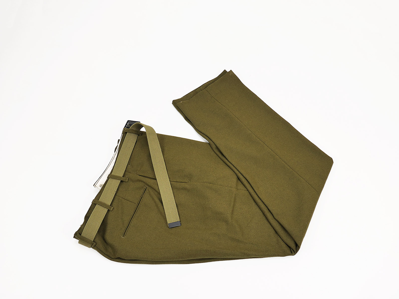 Einzelstück - US WW2 M1937 Feldhose M37 Mustard Field Trousers Wool - Gr.W32/L31 mit Hosen Gürtel BATTLE WORN