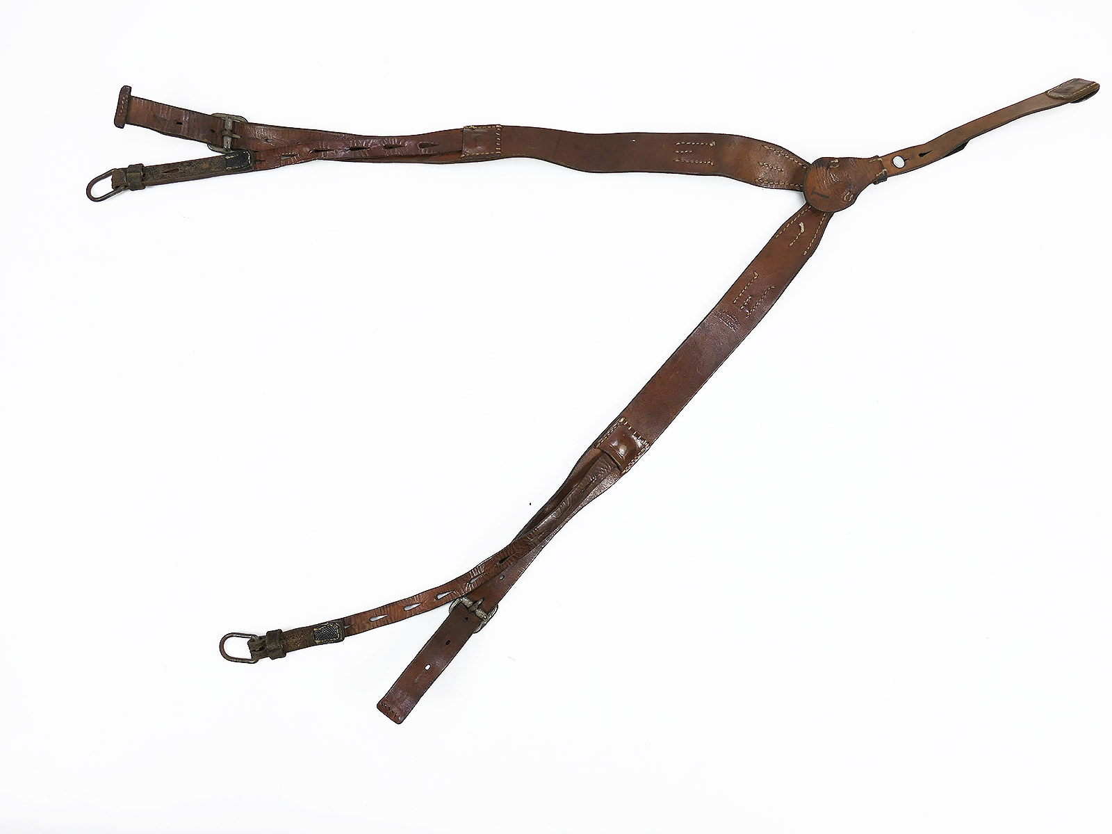 Einzelstück - Wehrmacht Original Y-Riemen Leder Koppeltragegestell Franz Brehme 1942 Top!  COLLECTION