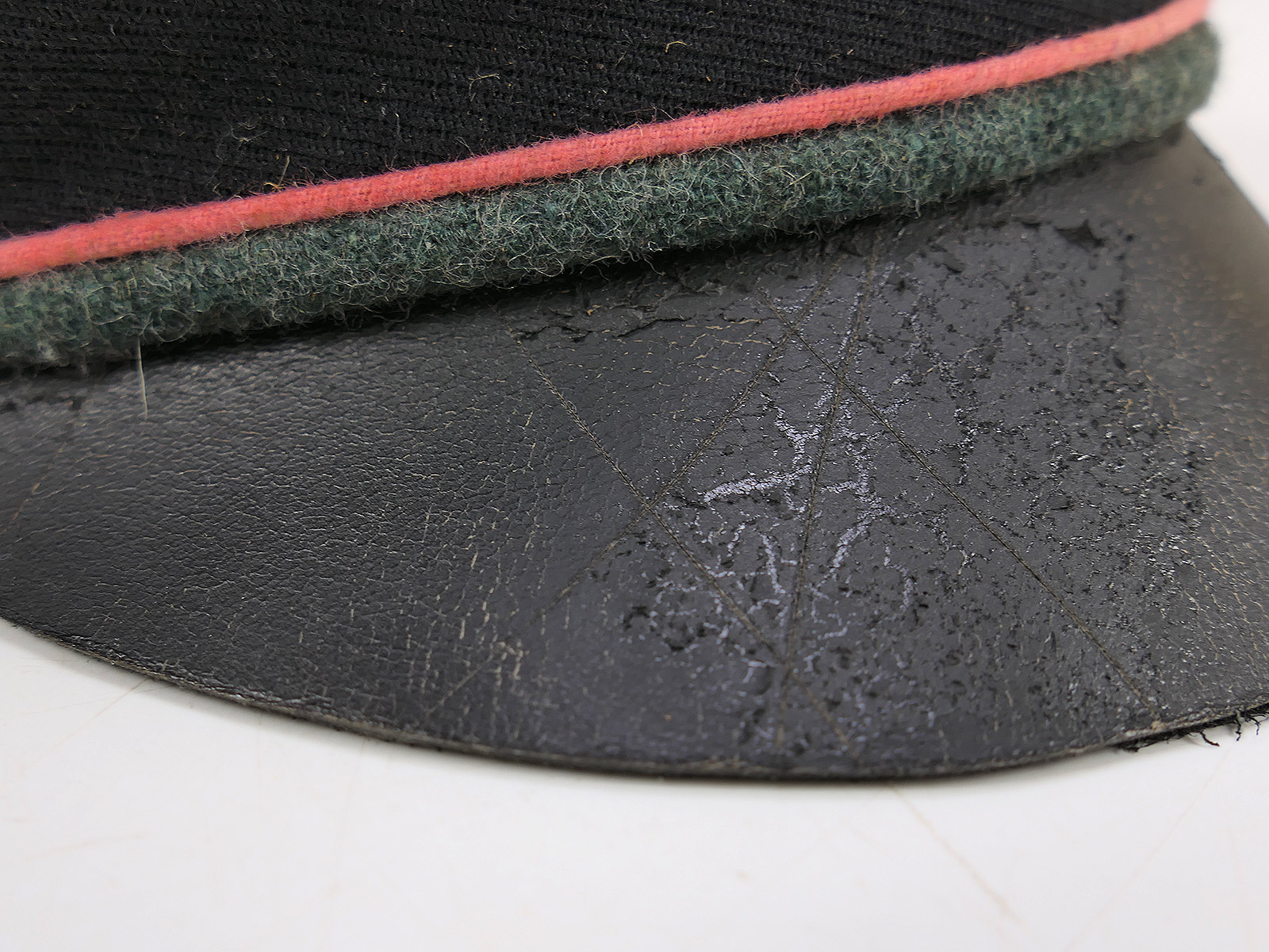 Waffen SS Schirmmütze Panzer Panzerjäger Crusher Cap Alte Art Gr.58 Tornister Knautschmütze COLLECTION BATTLE WORN