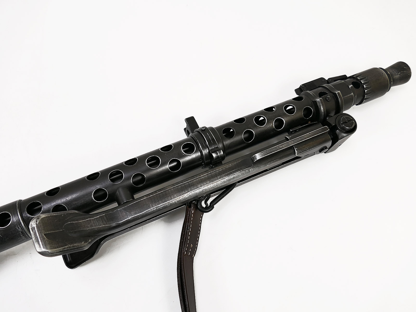Wehrmacht Maschinengewehr MG34 Deko Modell Filmwaffe Metall mit Holz Schulterstütze und Trageriemen