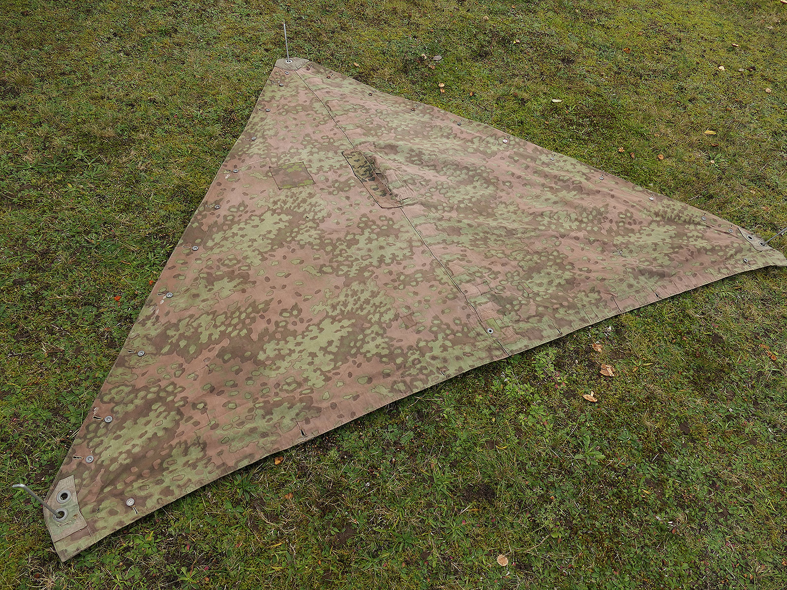 #A/ Waffen SS Original Zeltplane Eichenlaub Zeltbahn Tarnzeltbahn BATTLE WORN