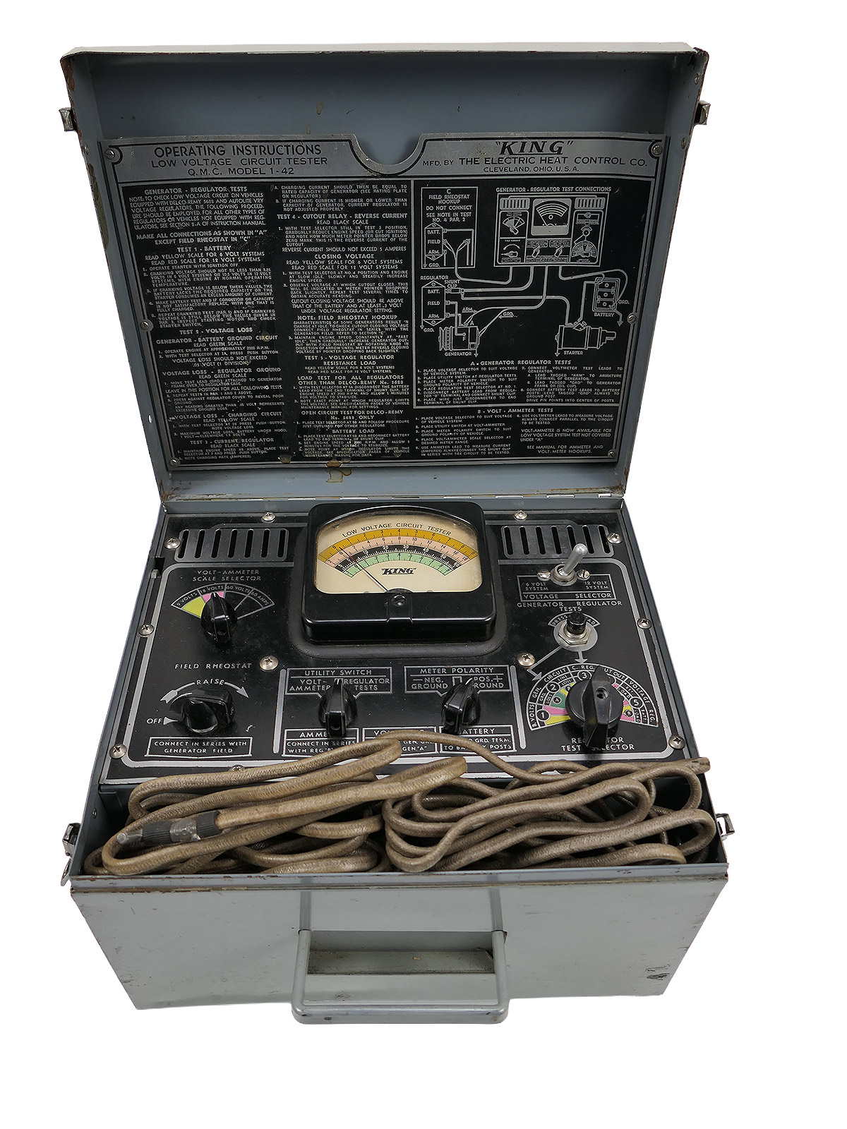 US ARMY WW2 1942 Circuit Tester Low Voltage Q.M.C. Model 1-42 COLLECTION BATTLE WORN 
