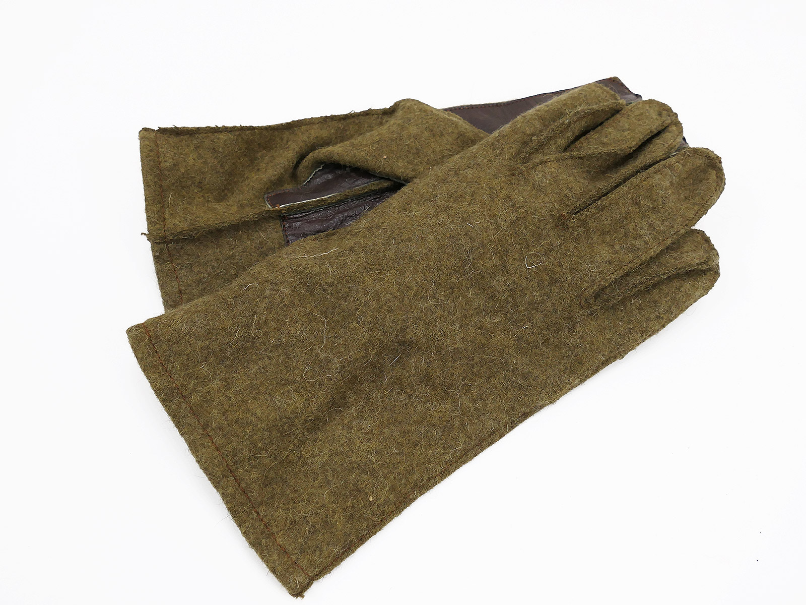 P1658414 #2/ US Army WW2 Wool Gloves  with leather palm Woll Handschuhe mit Lederbesatz Gr.10.5 (L)