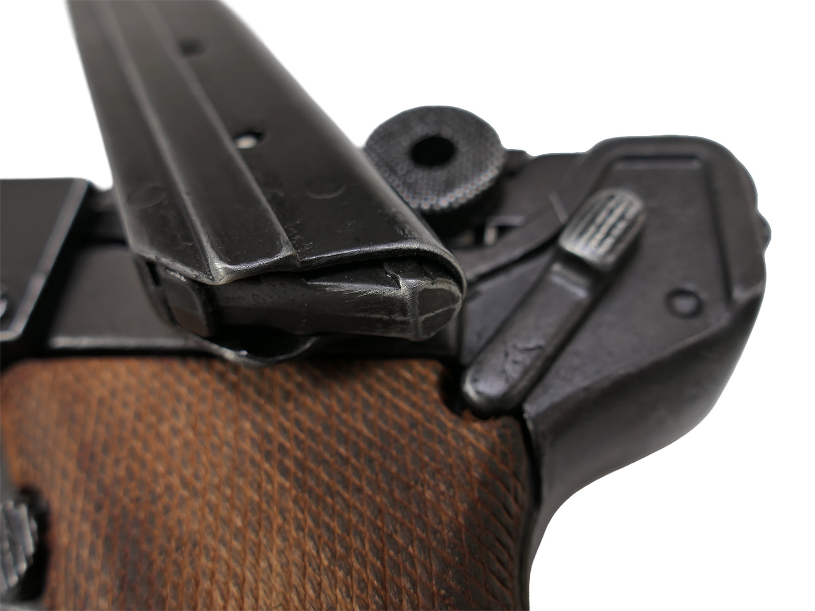 Denix Pistole P08 Luger Deutschland 1898 Braune Griffschalen "Antik" Deko Modell Filmwaffe