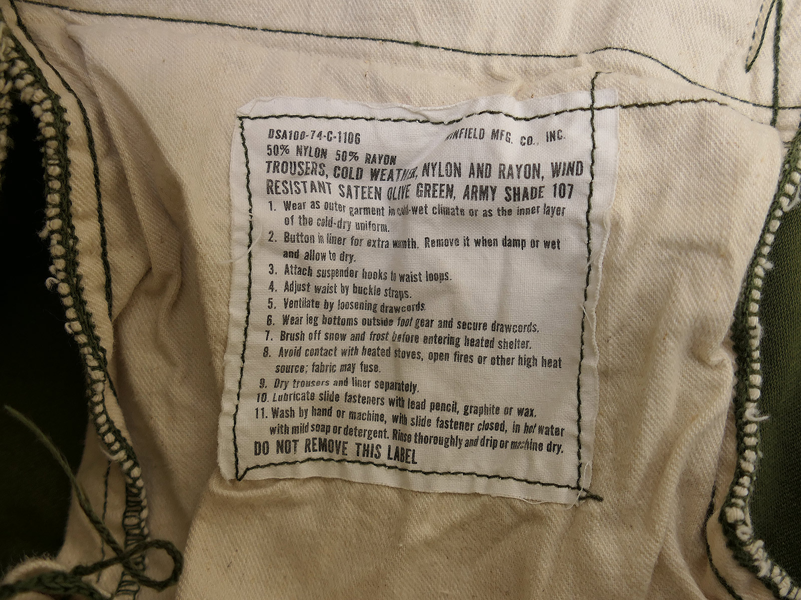 Einzelstück Vintage Original US Army M-1965 Trousers Field Cold weather Feldhose MEDIUM 1974 datiert