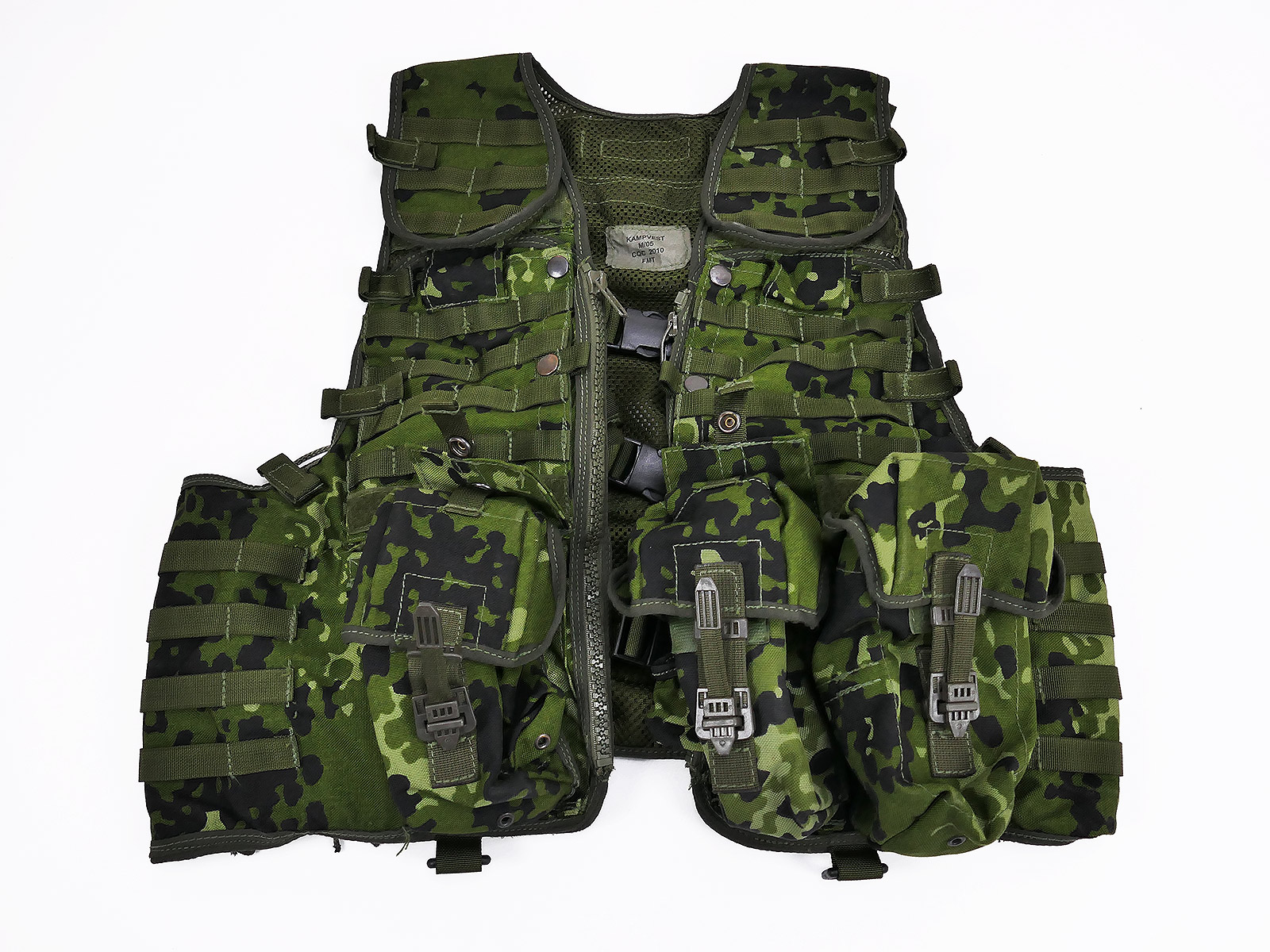 #E Dänische CQC Kampfmittelweste M/05 Kampvest Vest Weste Dänemark woodland modifiziert