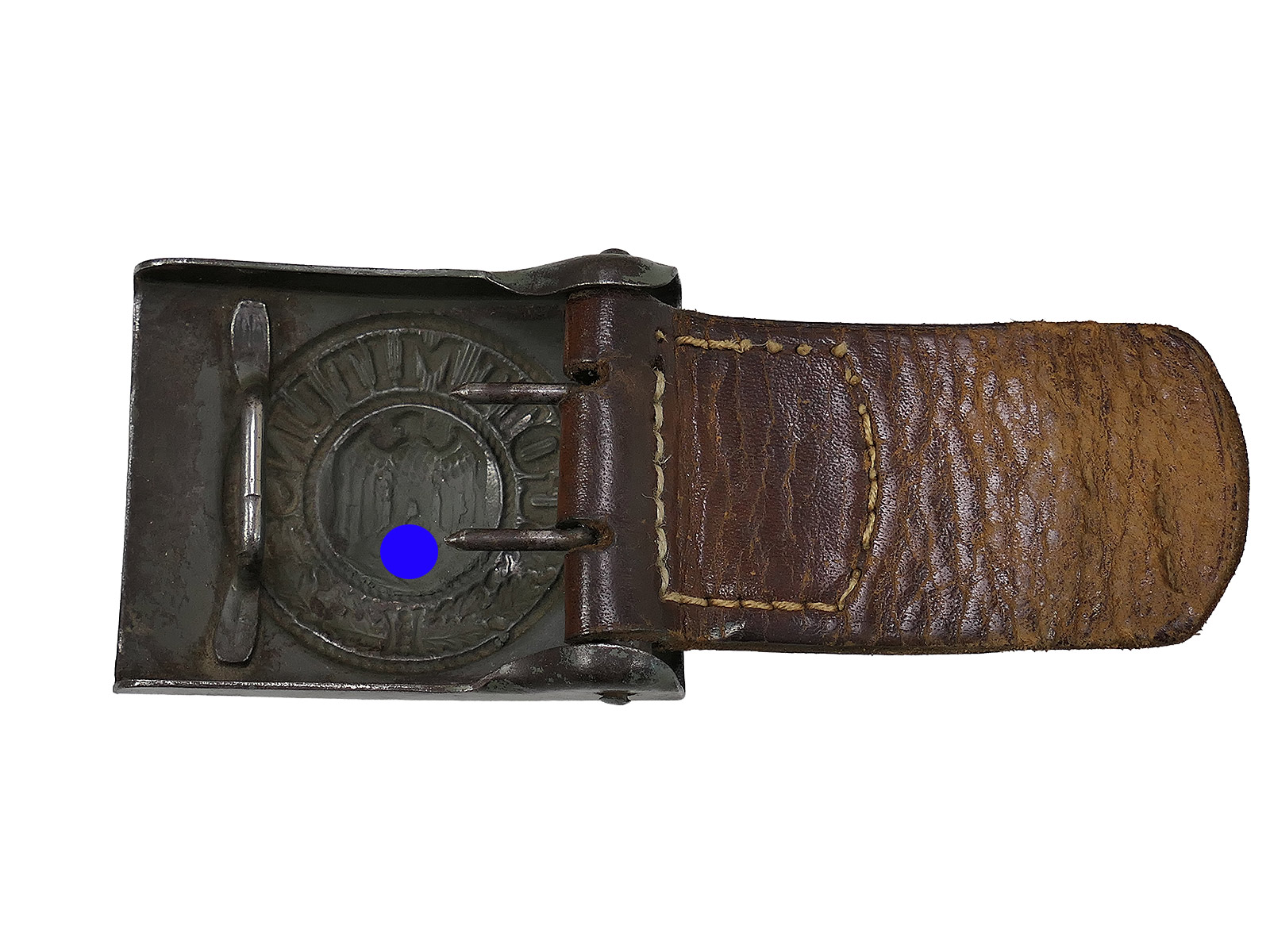 Wehrmacht Koppelschloss C.W. Motz 1941 Brandenburg / Havel mit Lederzunge COLLECTION BATTLE WORN