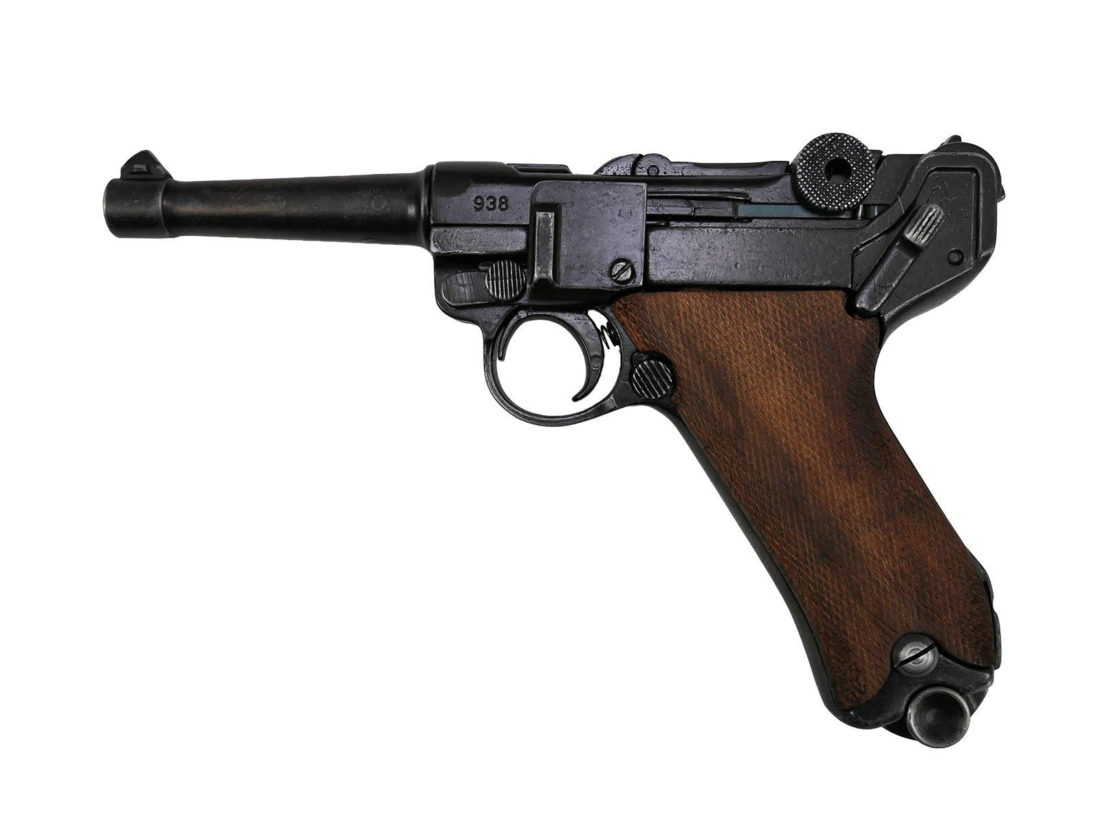 Denix Pistole P08 Luger Deutschland 1898 Braune Griffschalen "Antik" Deko Modell Filmwaffe