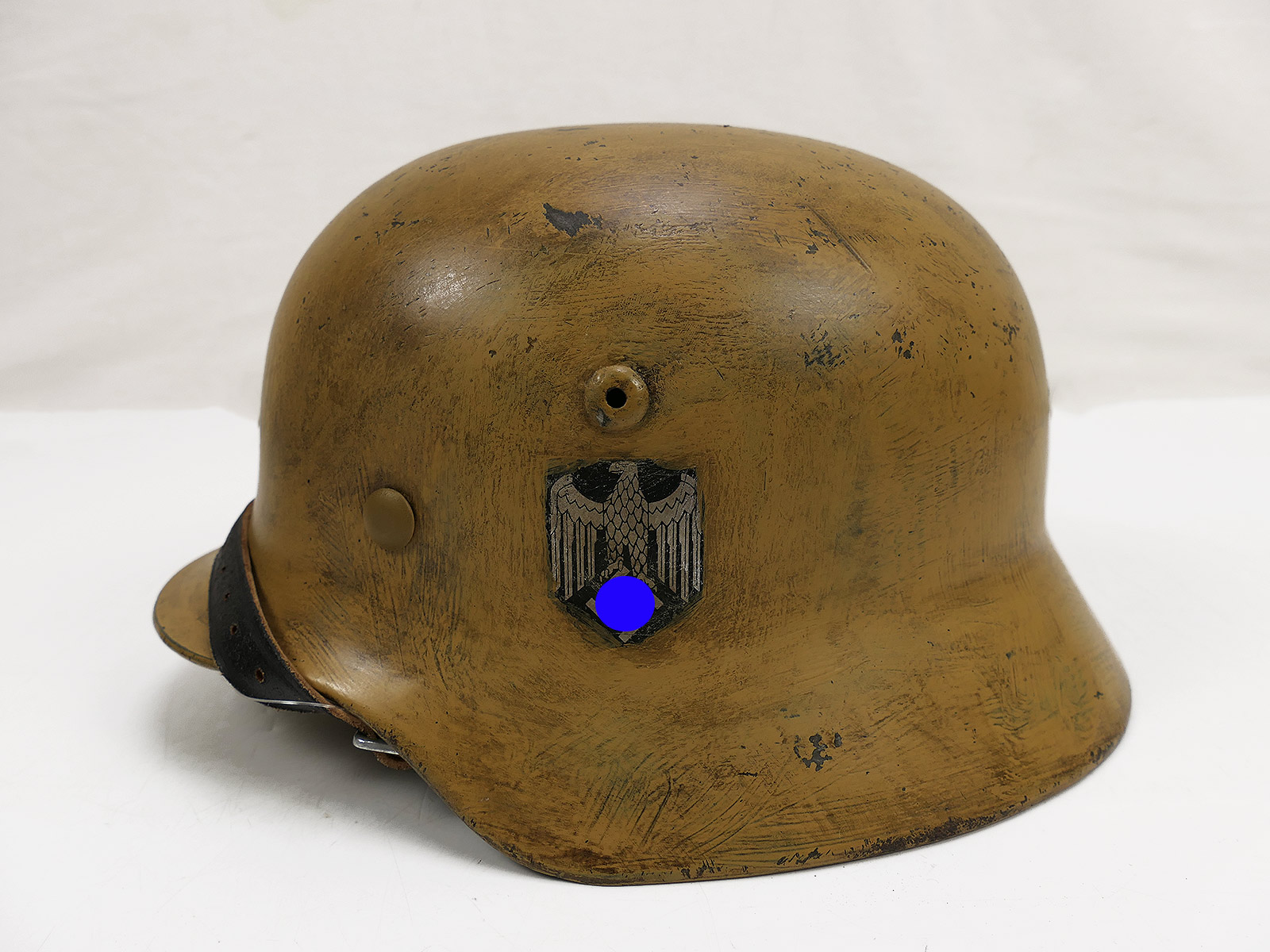 Wehrmacht DAK Afrikakorps Stahlhelm TYP M35 mit Helmfutter Gr.58 Tropenhelm BATTLE WORN