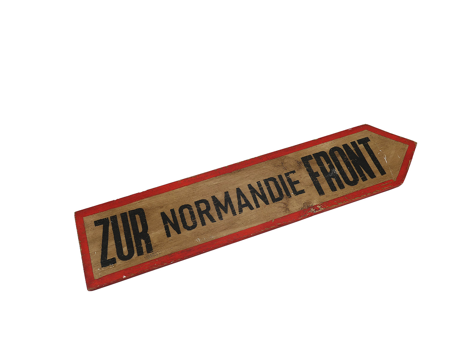 Wehrmacht Holzschild Vintage Battle Field Wegweiser Schild aus Holz " ZUR NORMANDIE FRONT "  83x18cm