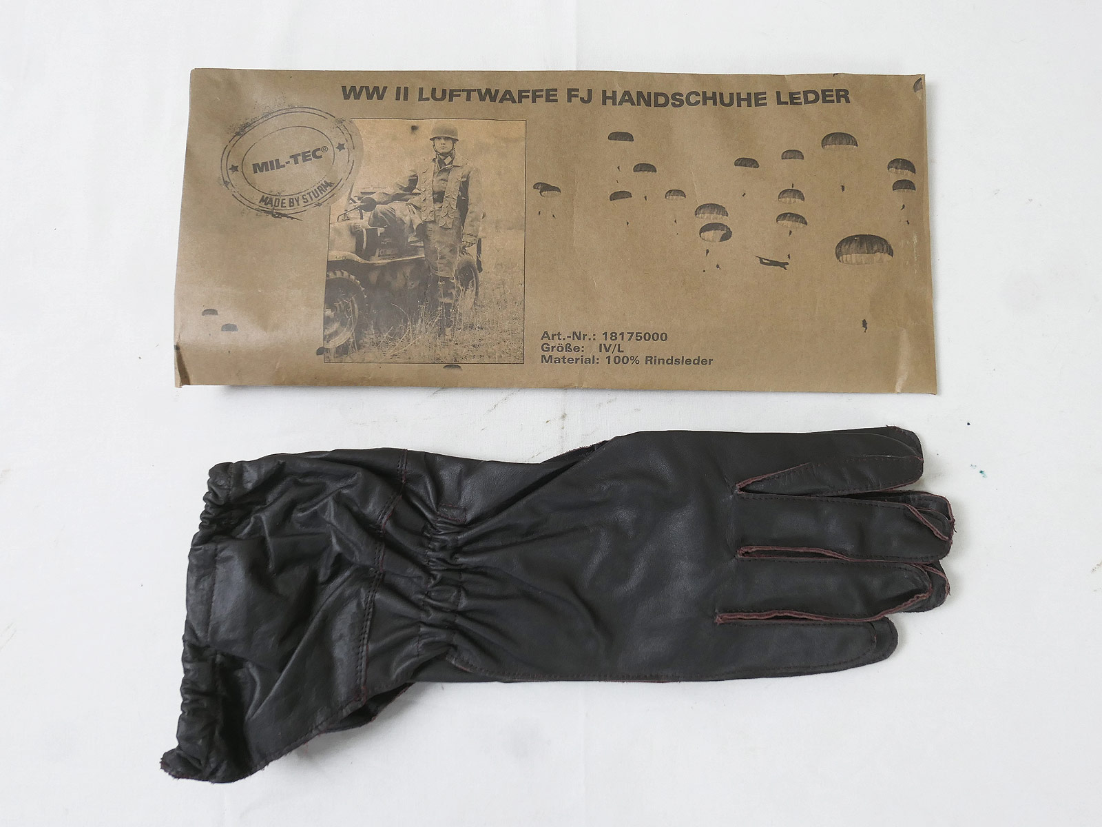 WW2 Wehrmacht LW Fallschirmjäger Leder Handschuhe braun FJ Luftwaffe