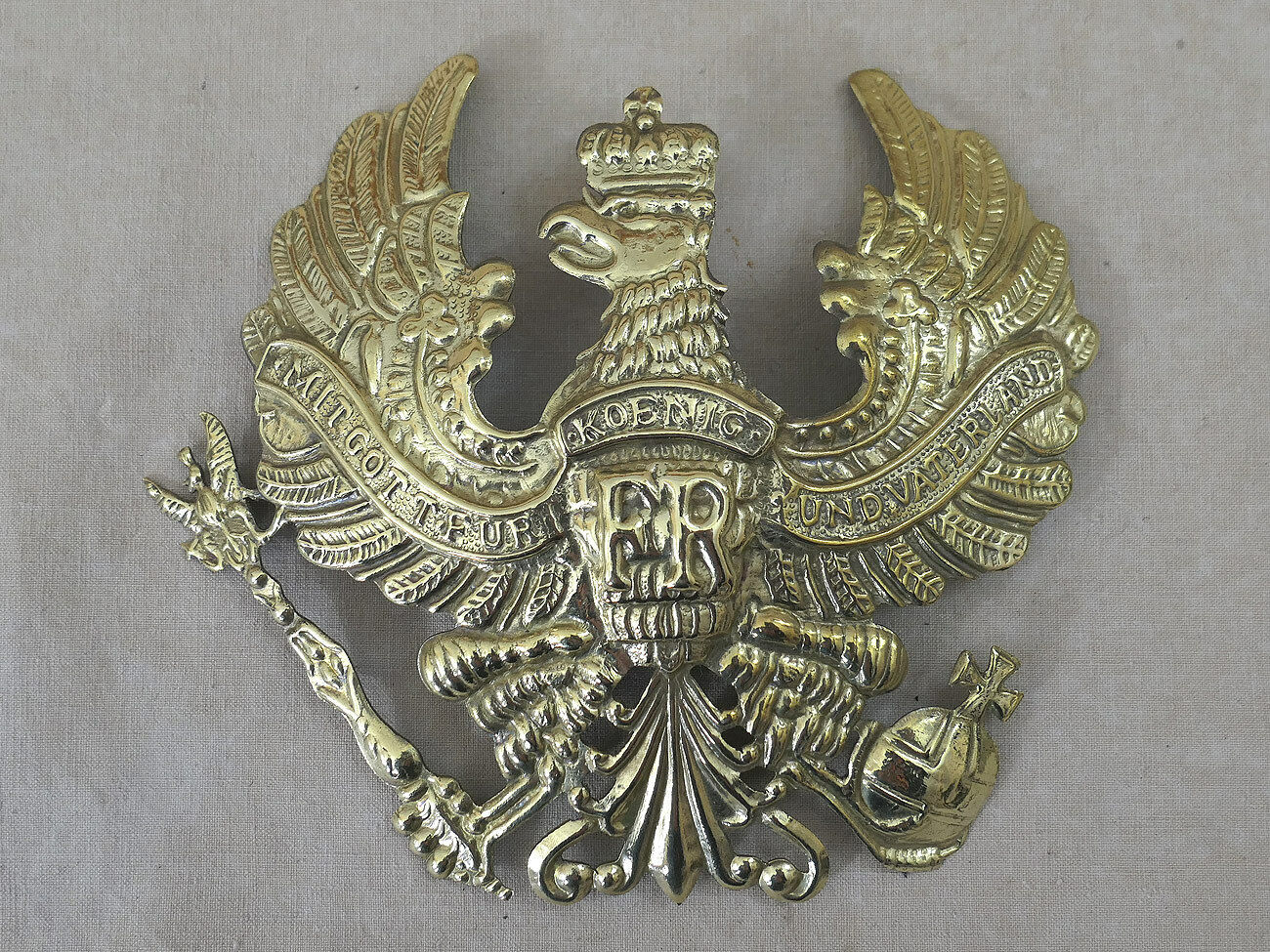 Messing Adler Zierrat für Helm Pickelhaube Preussen Ersatzteil SPIKED HELMET