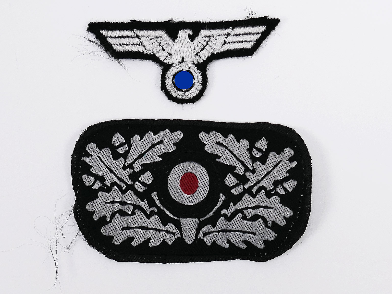 Satz Effekten Mützenadler u. Eichlaubkranz für Panzerhaube Barett Kopfhaube  Panzer Mütze