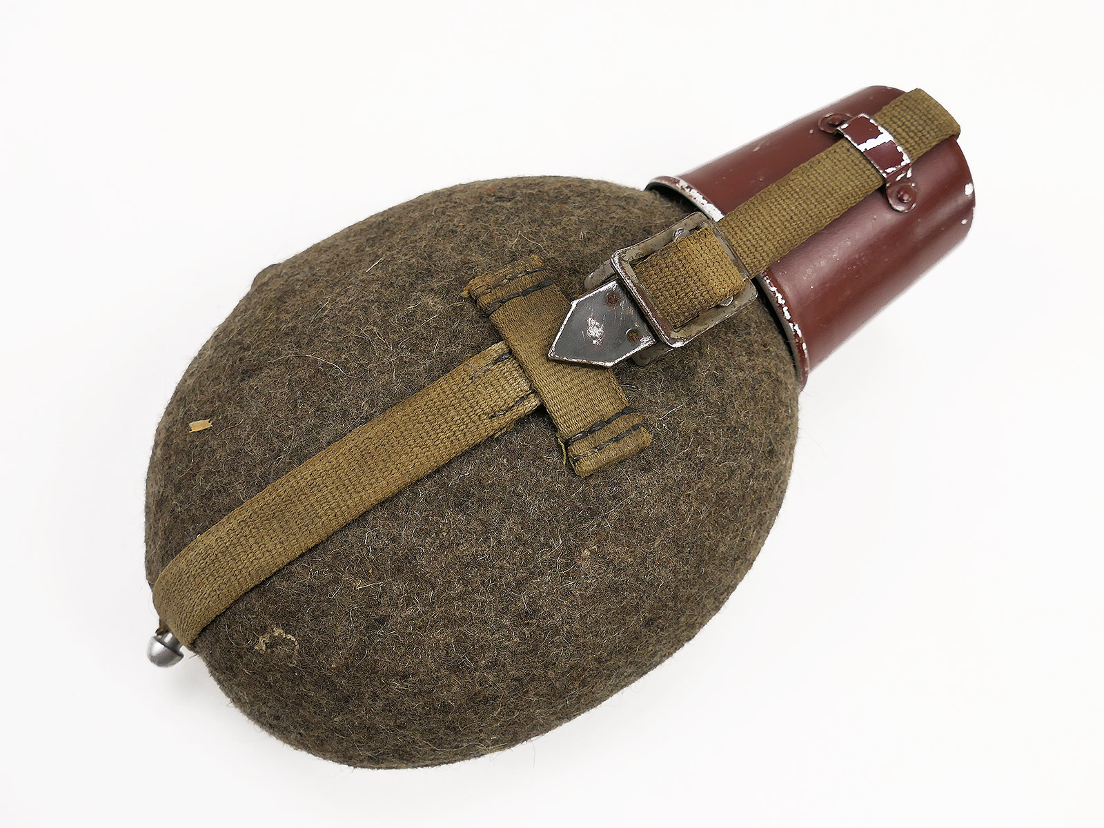 Wehrmacht Spätkrieg Feldflasche mit rotem Becher Wasserflasche 