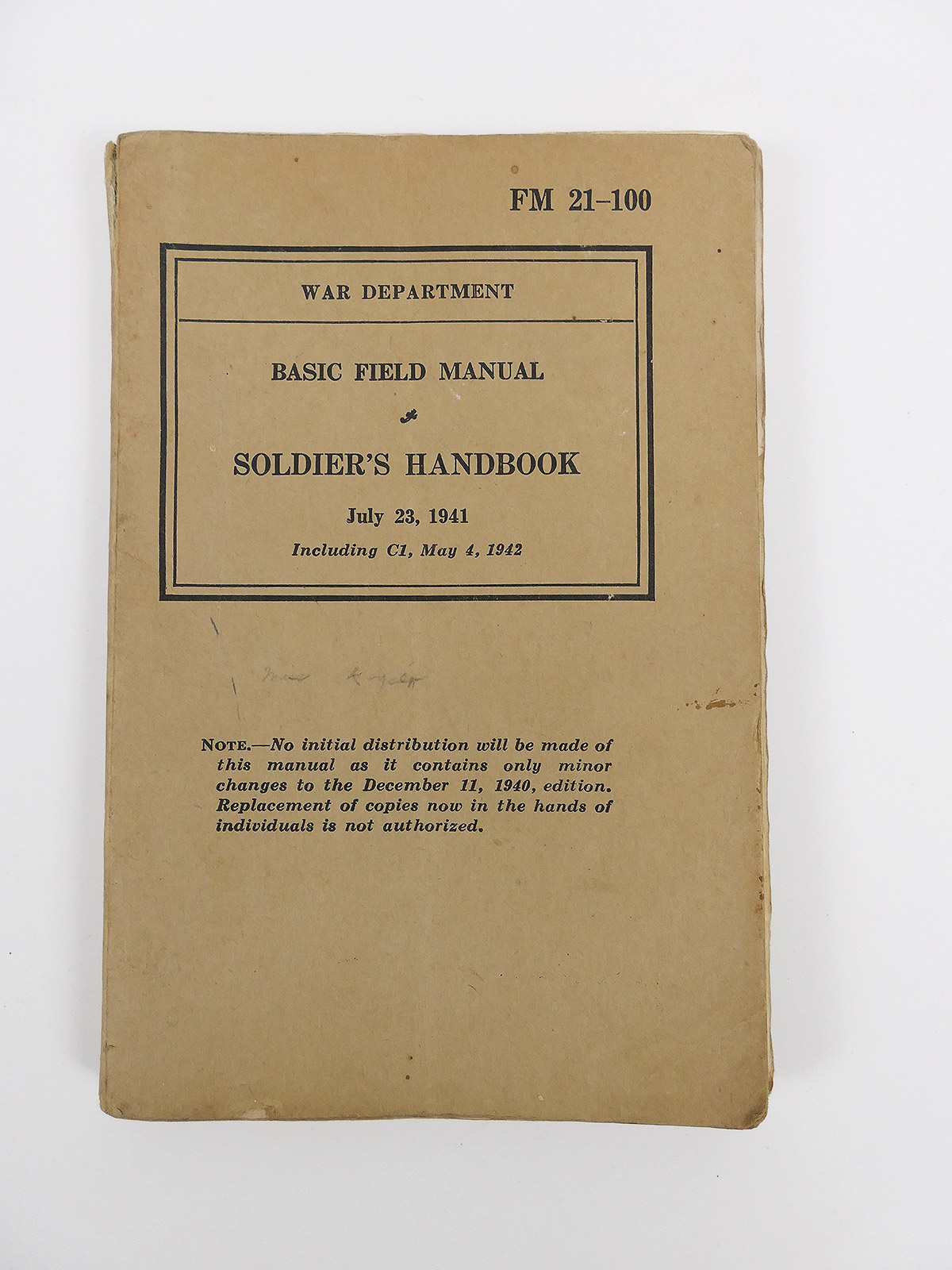 US Army Soldier's Handbook Pamphlet Basic Field Manual  - War Department 1941 / 42