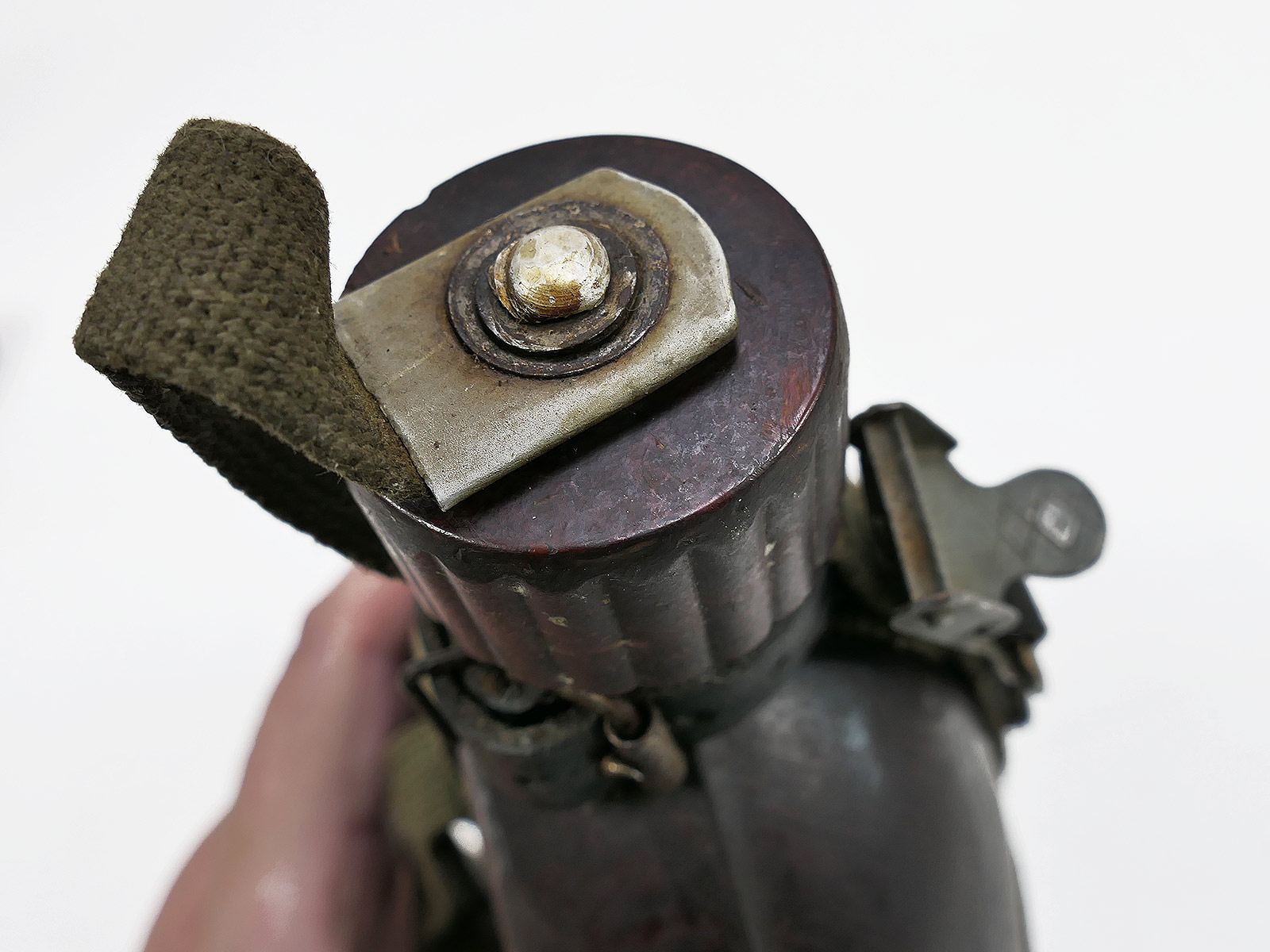 Wehrmacht DAK Afrikakorps Feldflasche Kokosnuss Tropen RITTER ALFURIT mit Becher COLLECTION BATTLE WORN
