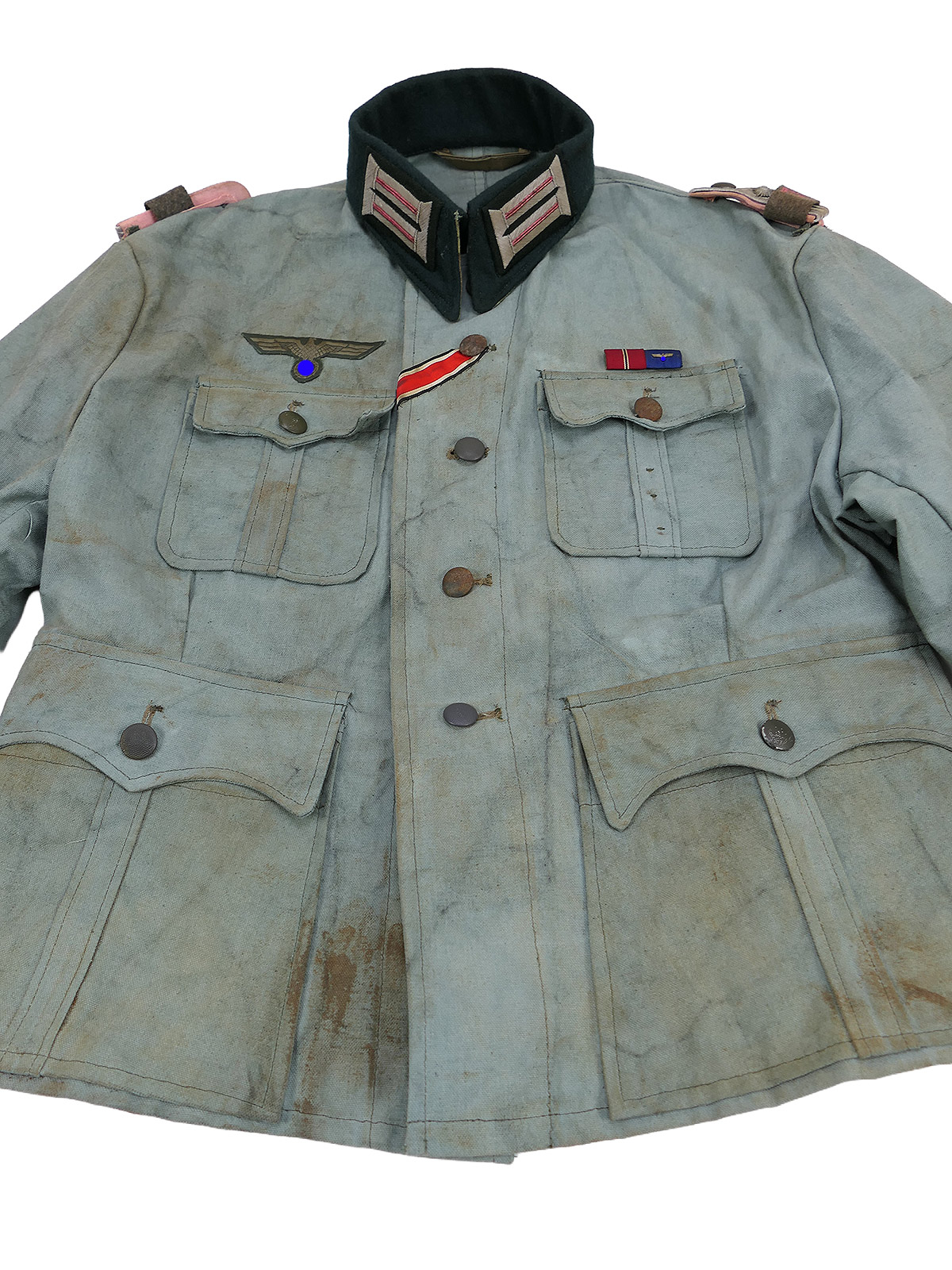 Wehrmacht M41 Offiziers Sommer Feldbluse Uniform Leutnant Panzerjäger COLLECTION BATTLE WORN