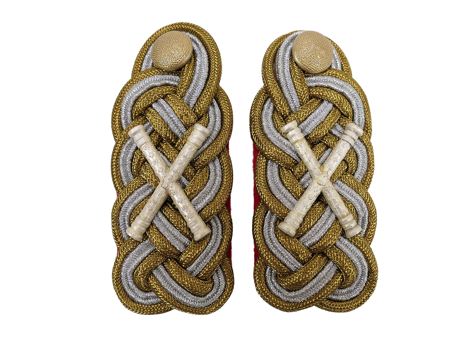 Wehrmacht Schulterstücke GFM Generalfeldmarschall Schulterklappen Paar mit Auflagen Marschallstab + Schraubknopf