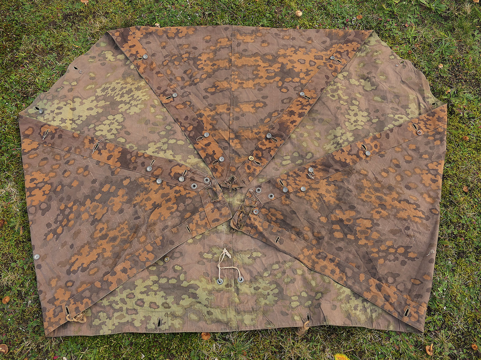 #B/ Waffen SS Original Zeltplane Eichenlaub Zeltbahn Tarnzeltbahn BATTLE WORN