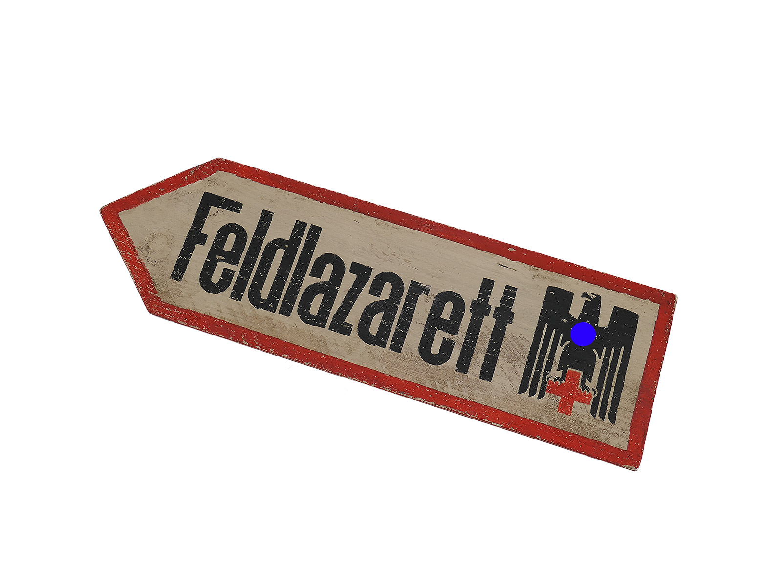 Wehrmacht Holzschild Vintage Battle Field Wegweiser Schild aus Holz " FELDLAZARETT"  60x18cm