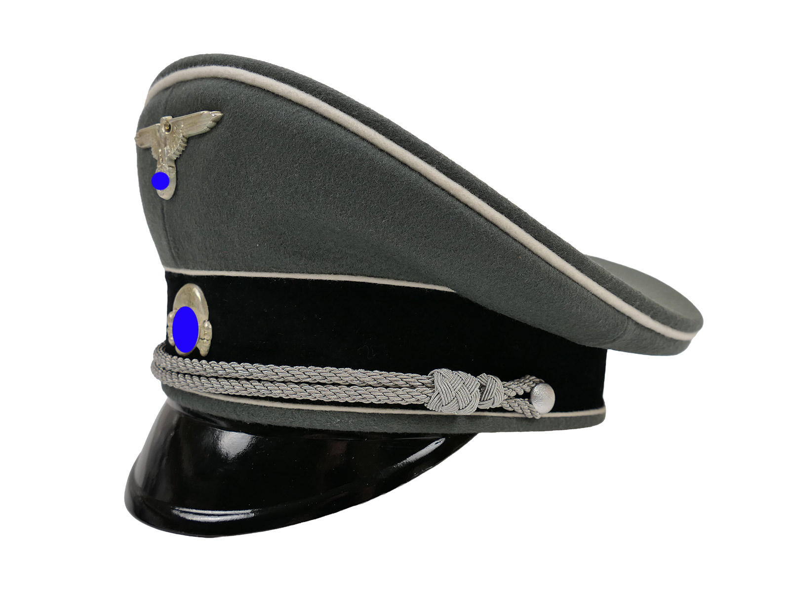 Waffen SS Schirmmütze Offizier Gr.58 Top Museumsanfertigung mit Metall Effekten