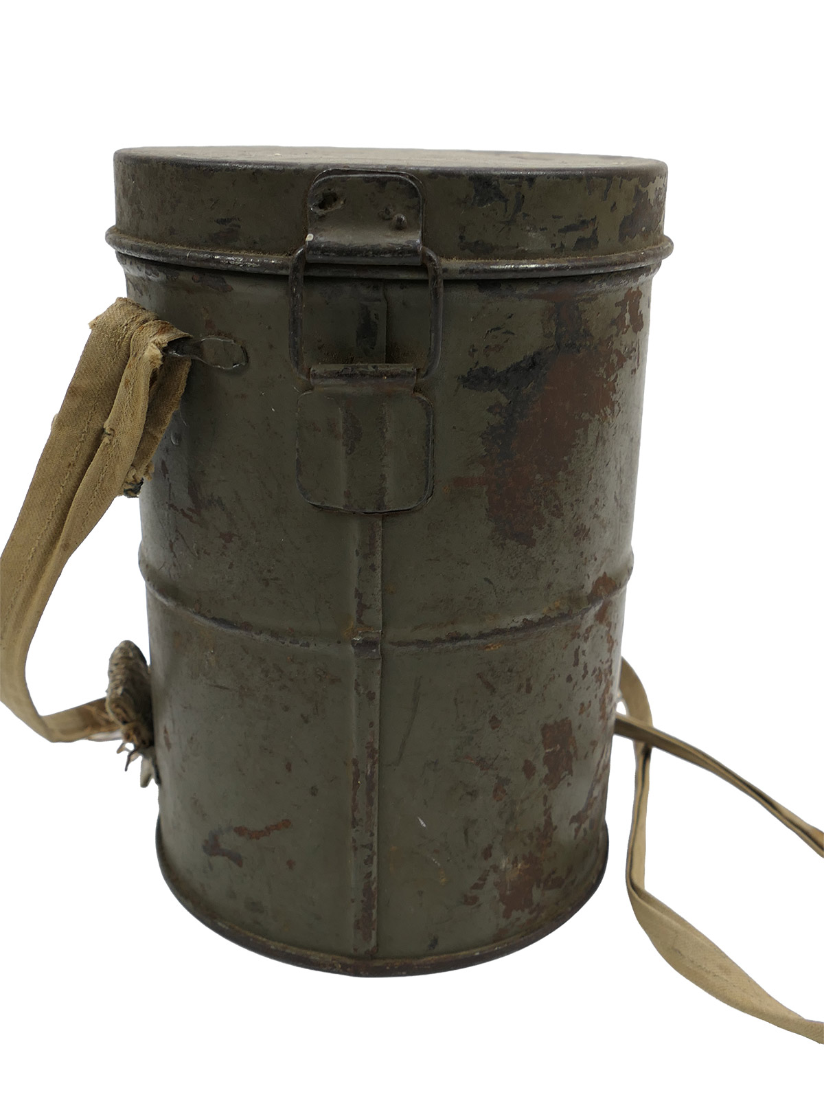 WK1 Original Leder Gasmaske M17 + Filter in Original Bereitschaftsbüchse COLLECTION BATTLE WORN