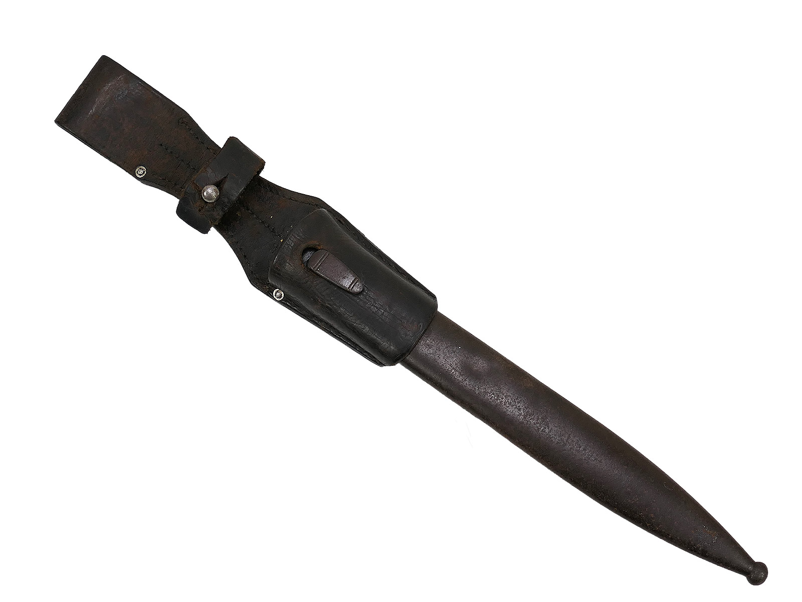 SET Wehrmacht Bajonett M84/98 Karabiner K98 / Seitengewehr mit Scheide + Koppelschuh BATTLE WORN