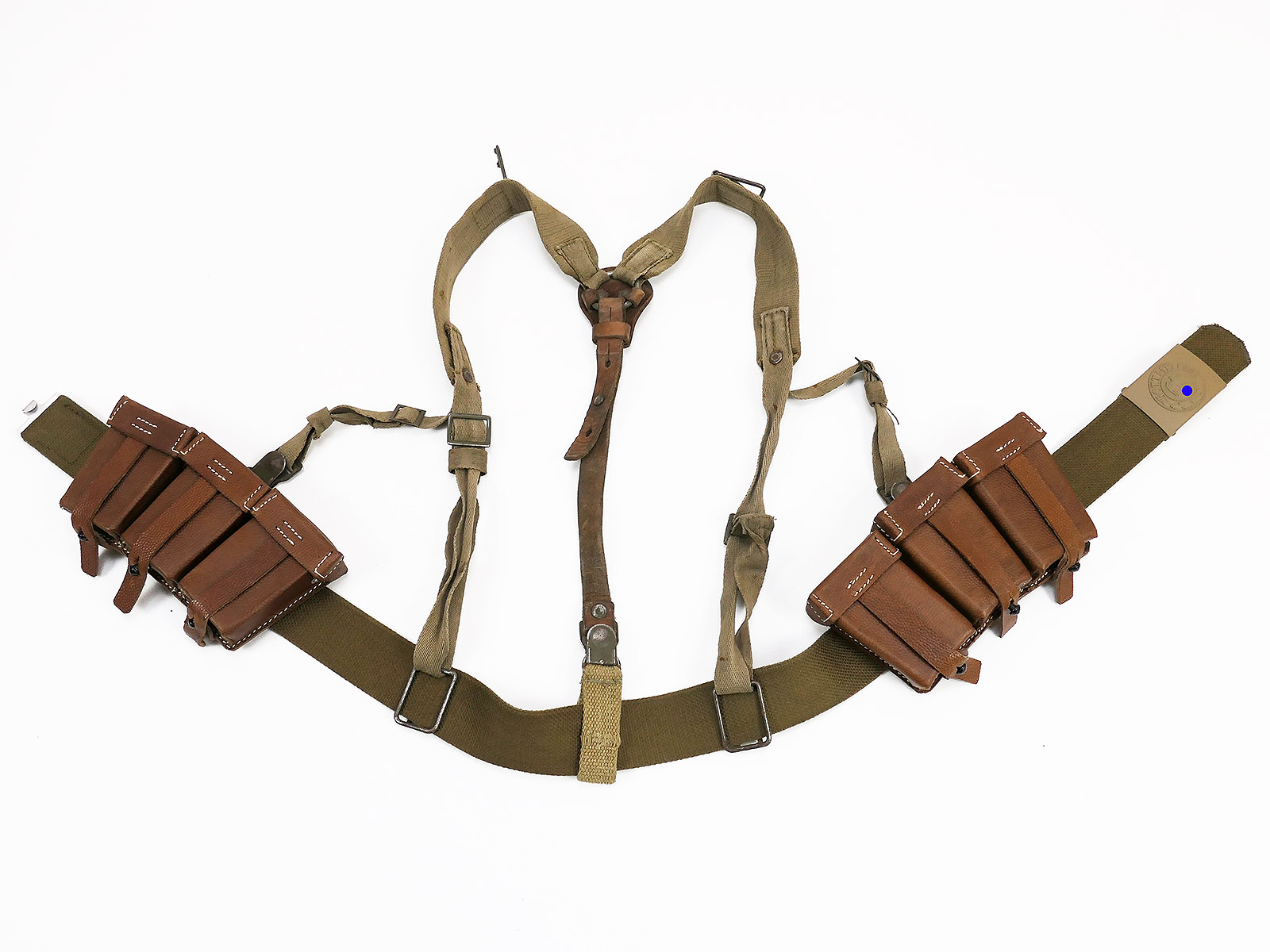 DAK Tropen Koppelzeug K98 Schütze Afrika Korps Koppel Koppelschloss Y-Riemen 2x Patronentasche