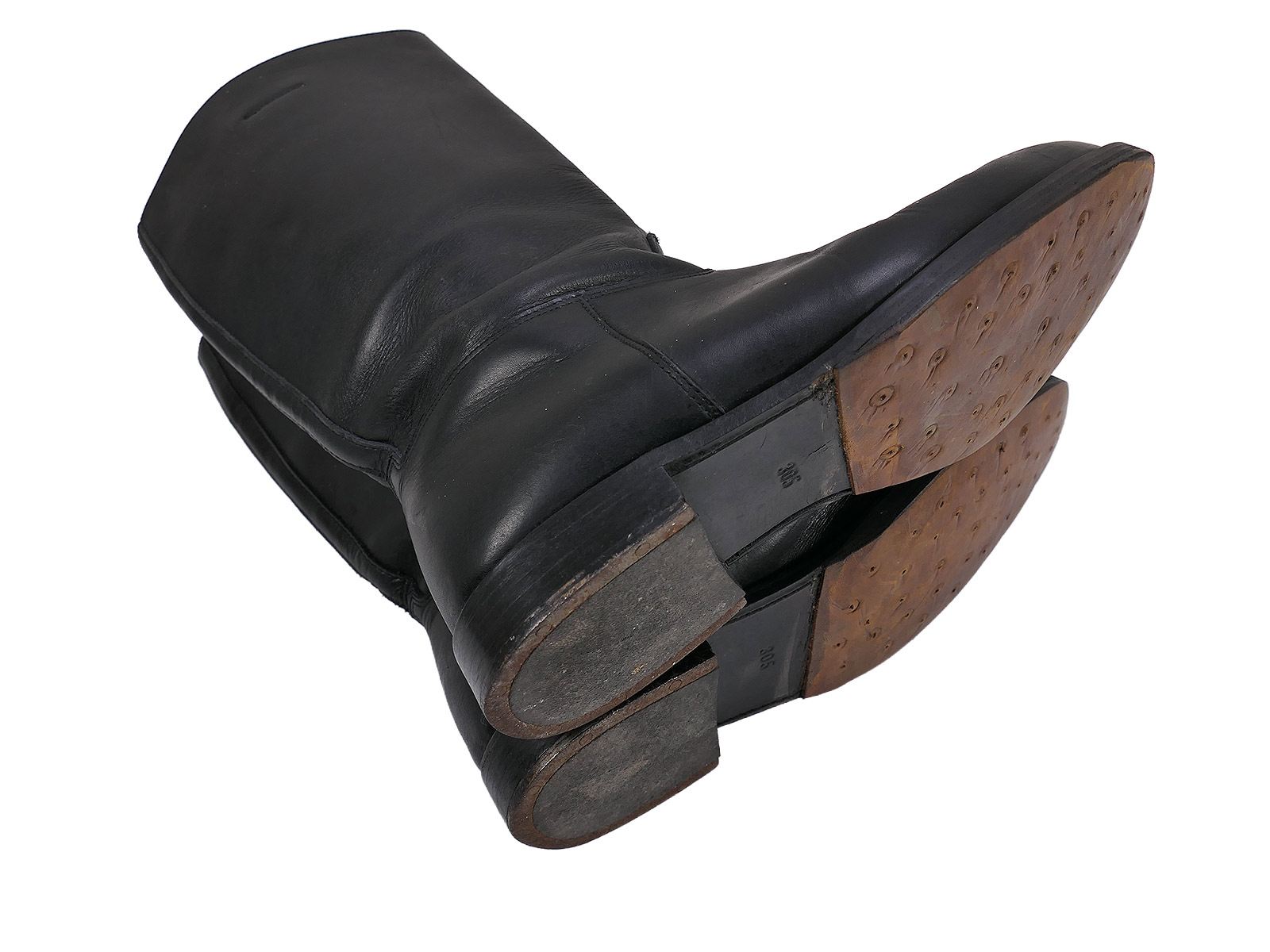 Typ Wehrmacht Leder Stiefel Knobelbecher Schaftstiefel Wachbataillon Gr.47 mit Hufeisen 305/116 TOP