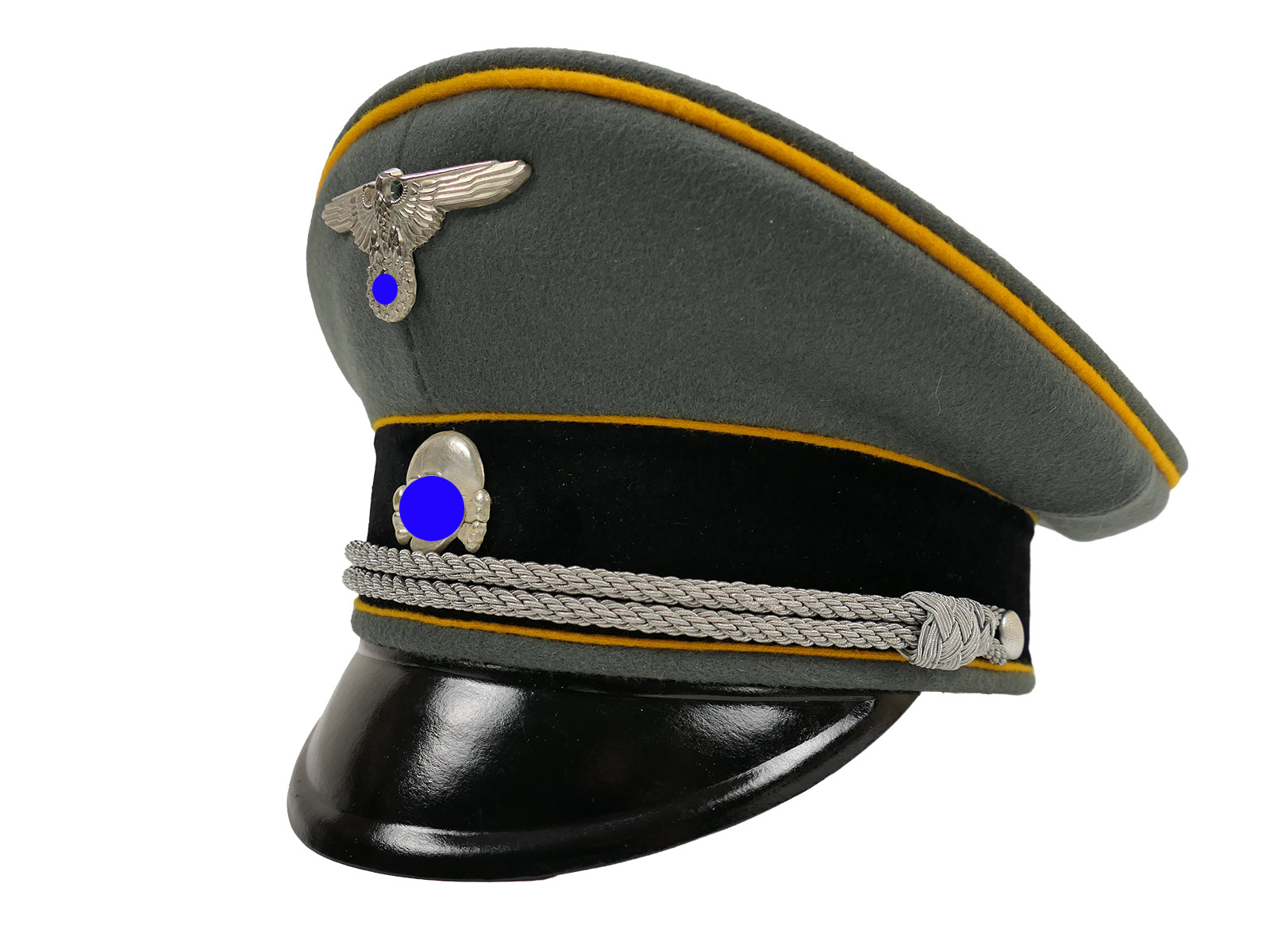 Waffen SS Schirmmütze Offizier KAVALLERIE Gr.58 Top Museumsanfertigung mit Metall Effekten