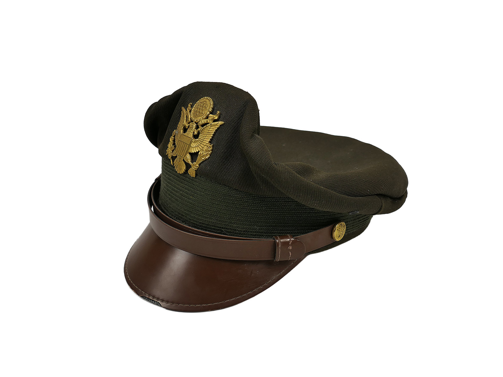 Einzelstück US Army Air Force Wk2 Crusher Cap Schirmmütze US Offizier Gr.59 COLLECTION BATTLE WORN