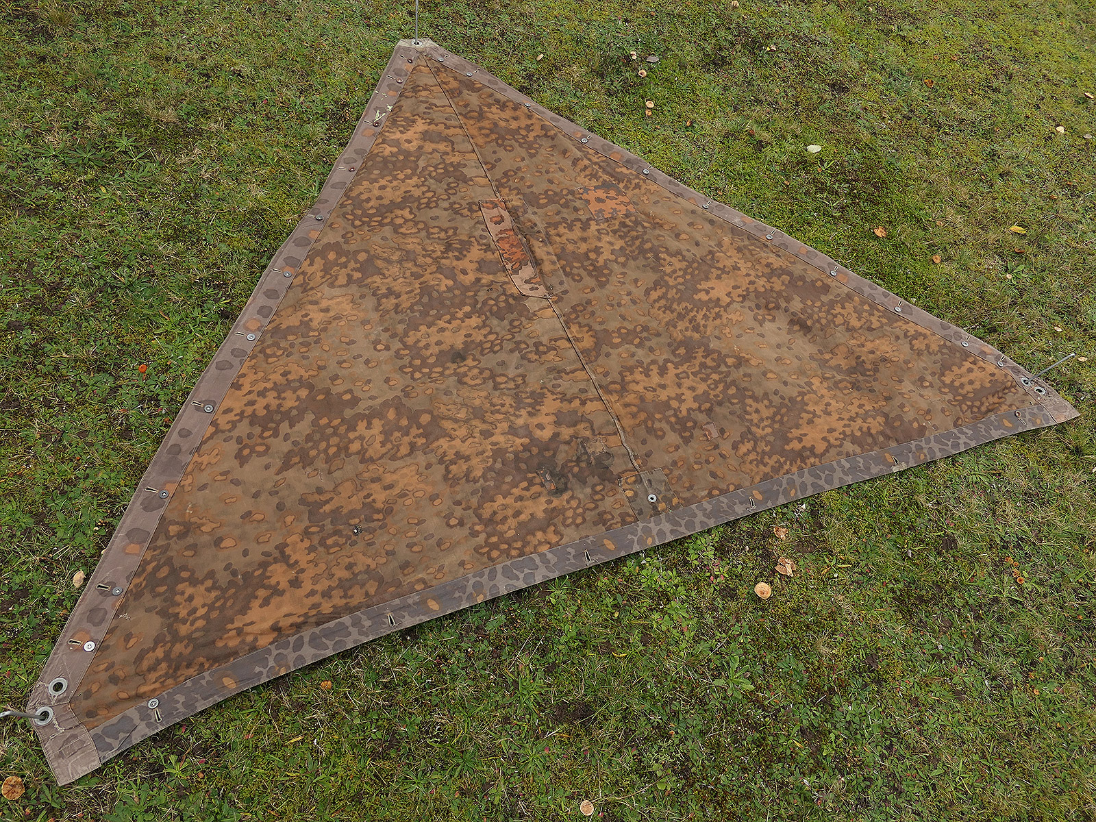 #A/ Waffen SS Original Zeltplane Eichenlaub Zeltbahn Tarnzeltbahn BATTLE WORN