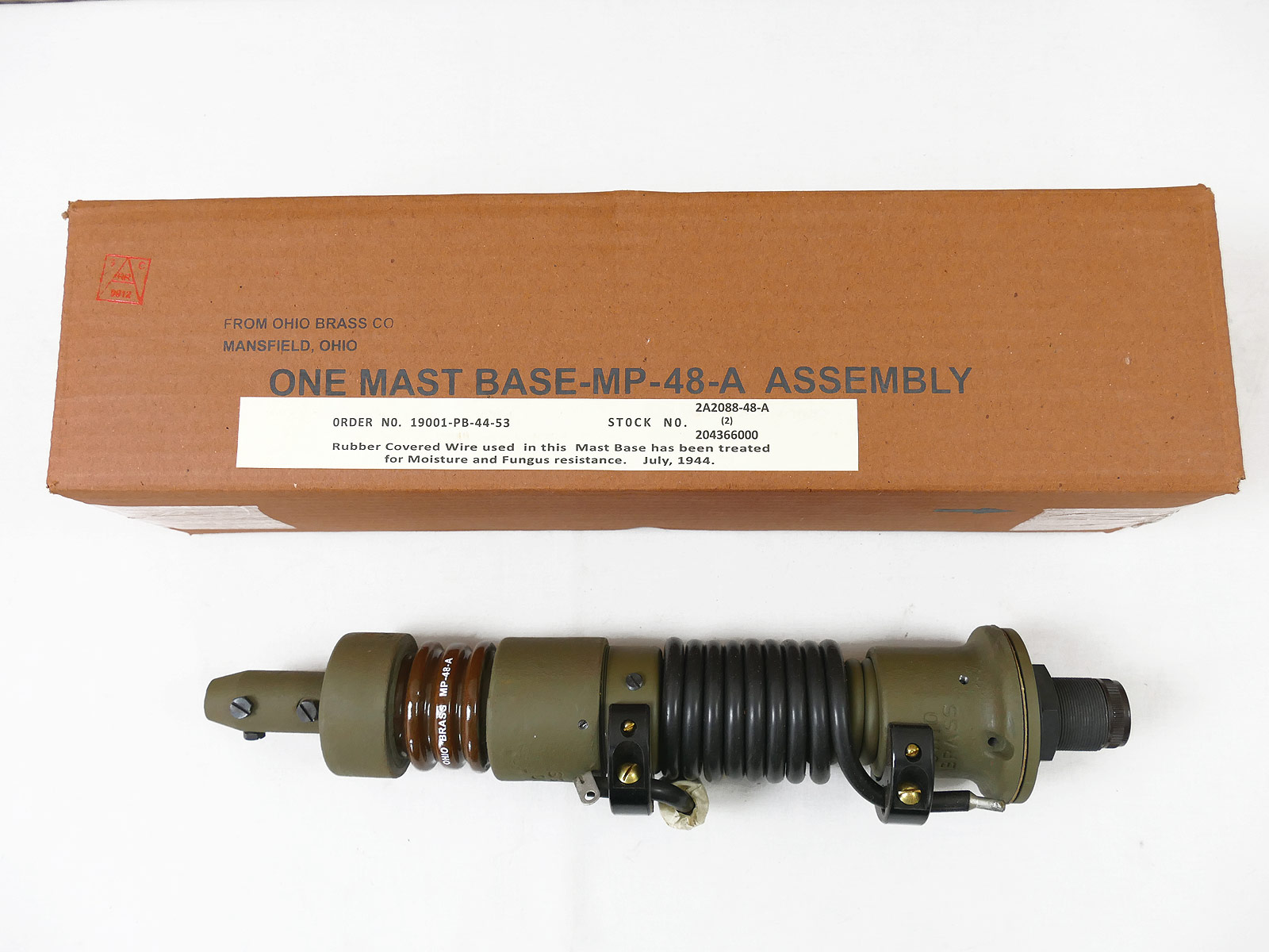 Willys Jeep MB Hotchkiss Ohio Brass One Mast Base Assembly ANTENNENFUSS Antenne Funk MP-48